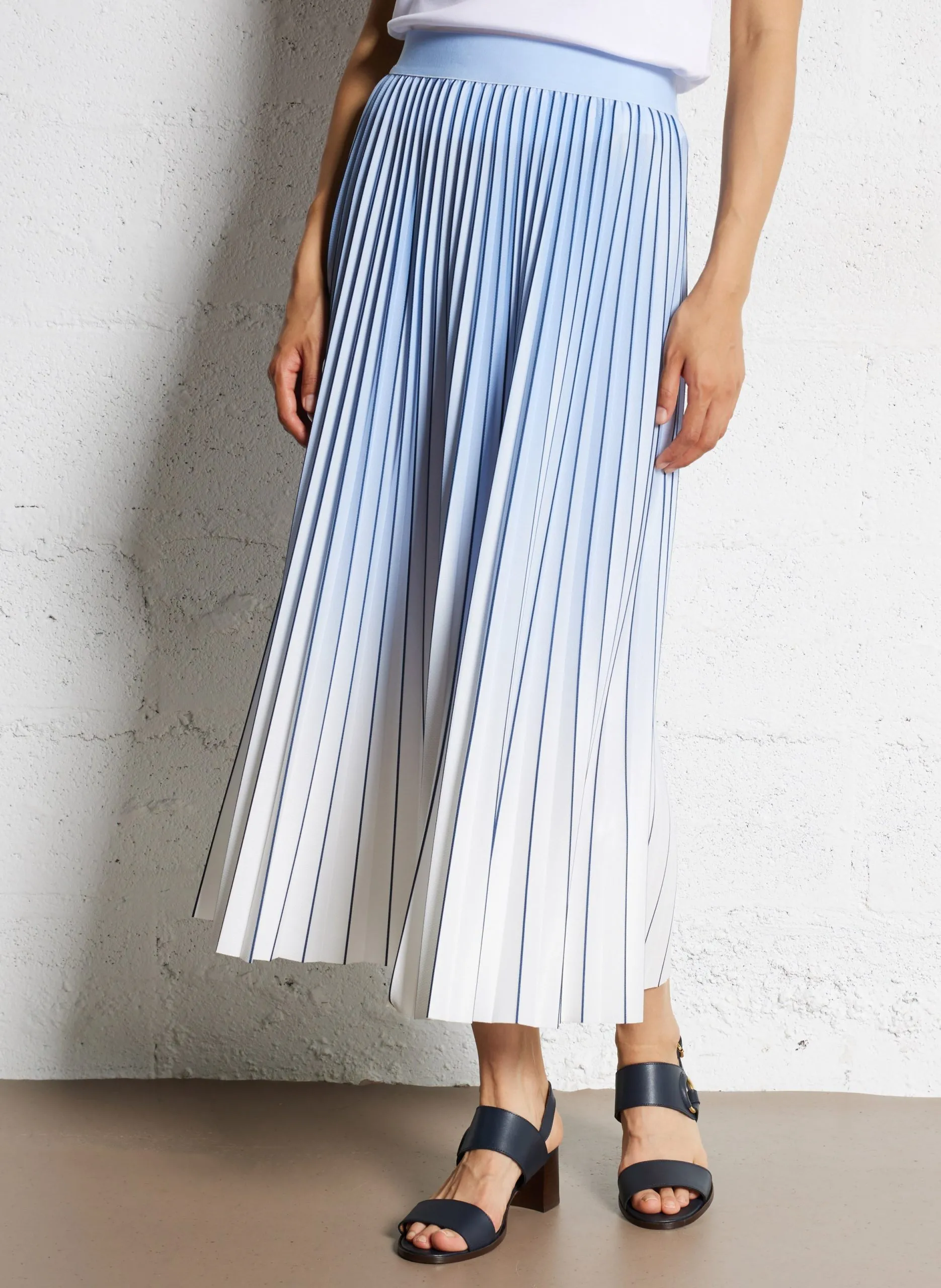 Jupe midi plissée Bleu DARCY