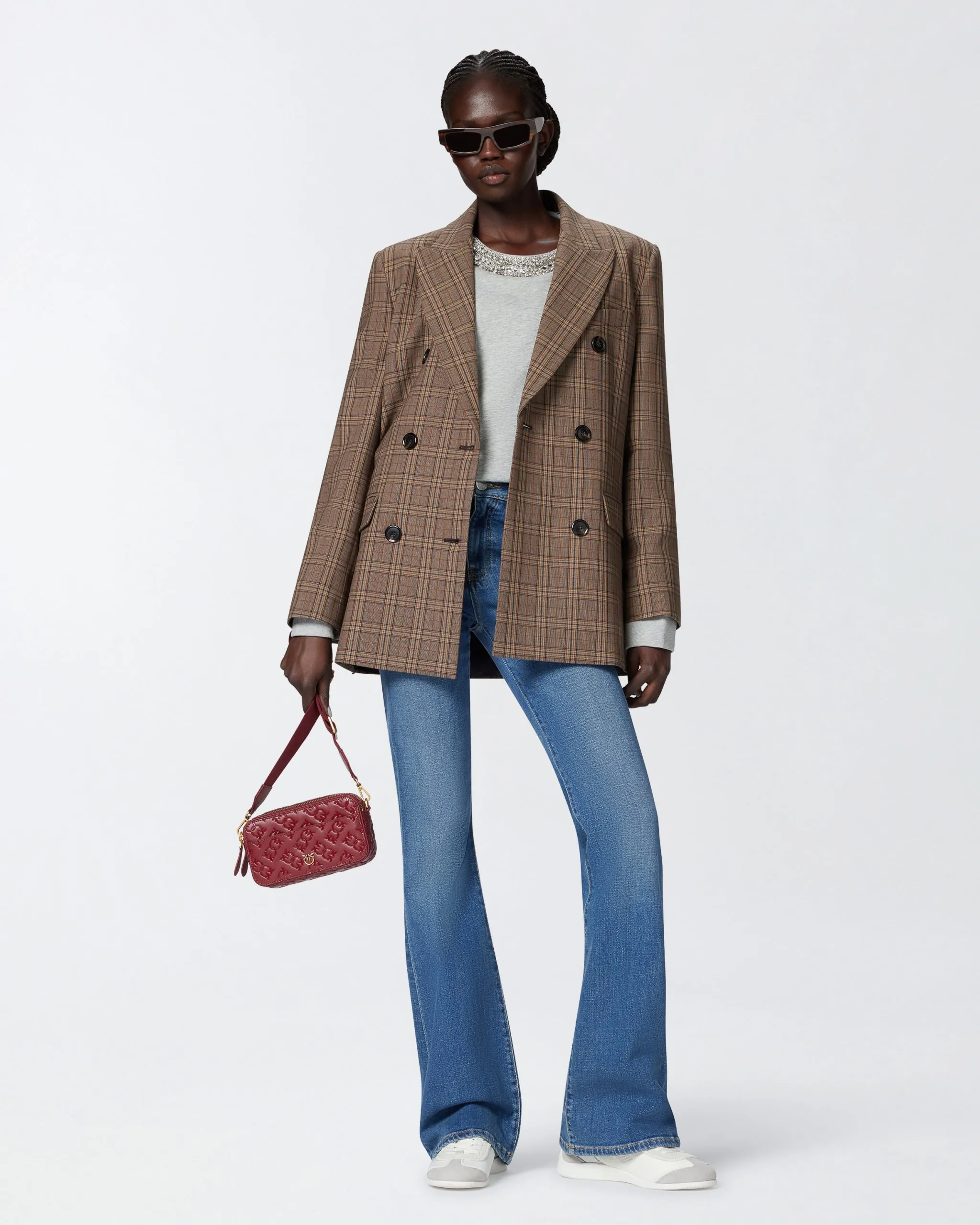 Jean à pattes d'éléphant en denim vintage Bleu