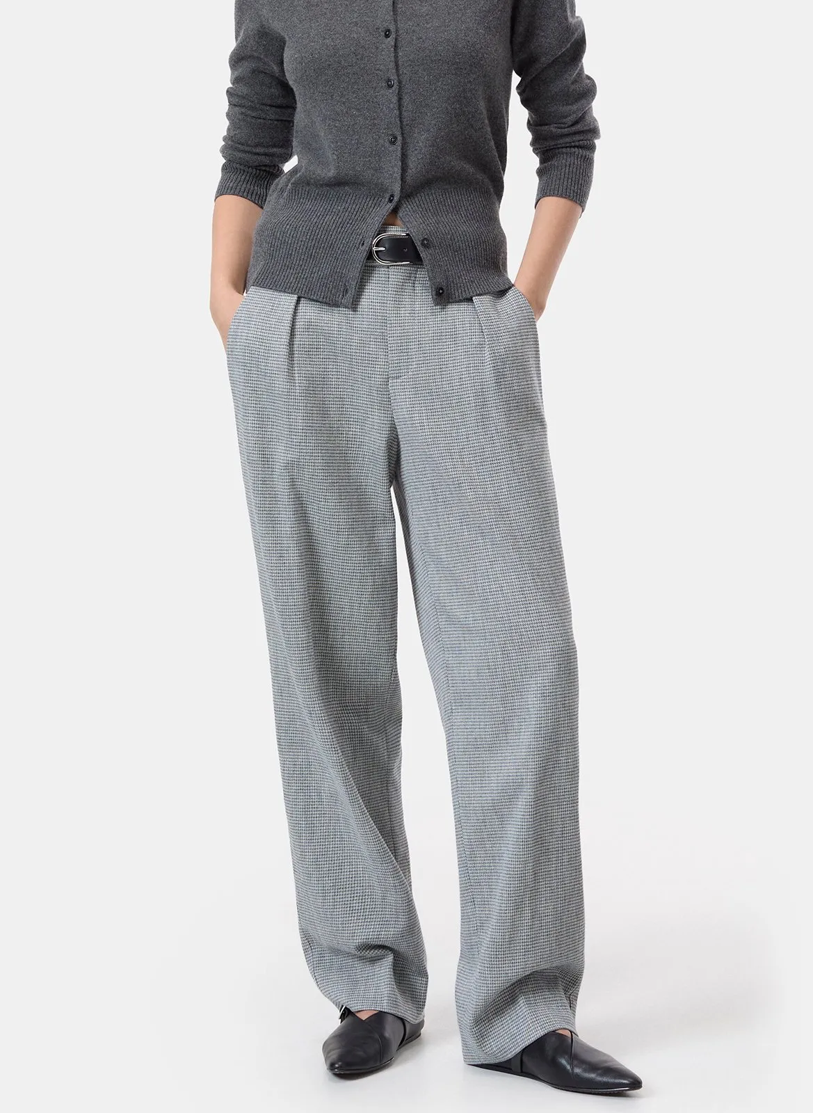 Pantalon large à pinces imprimé Gris MAWSON