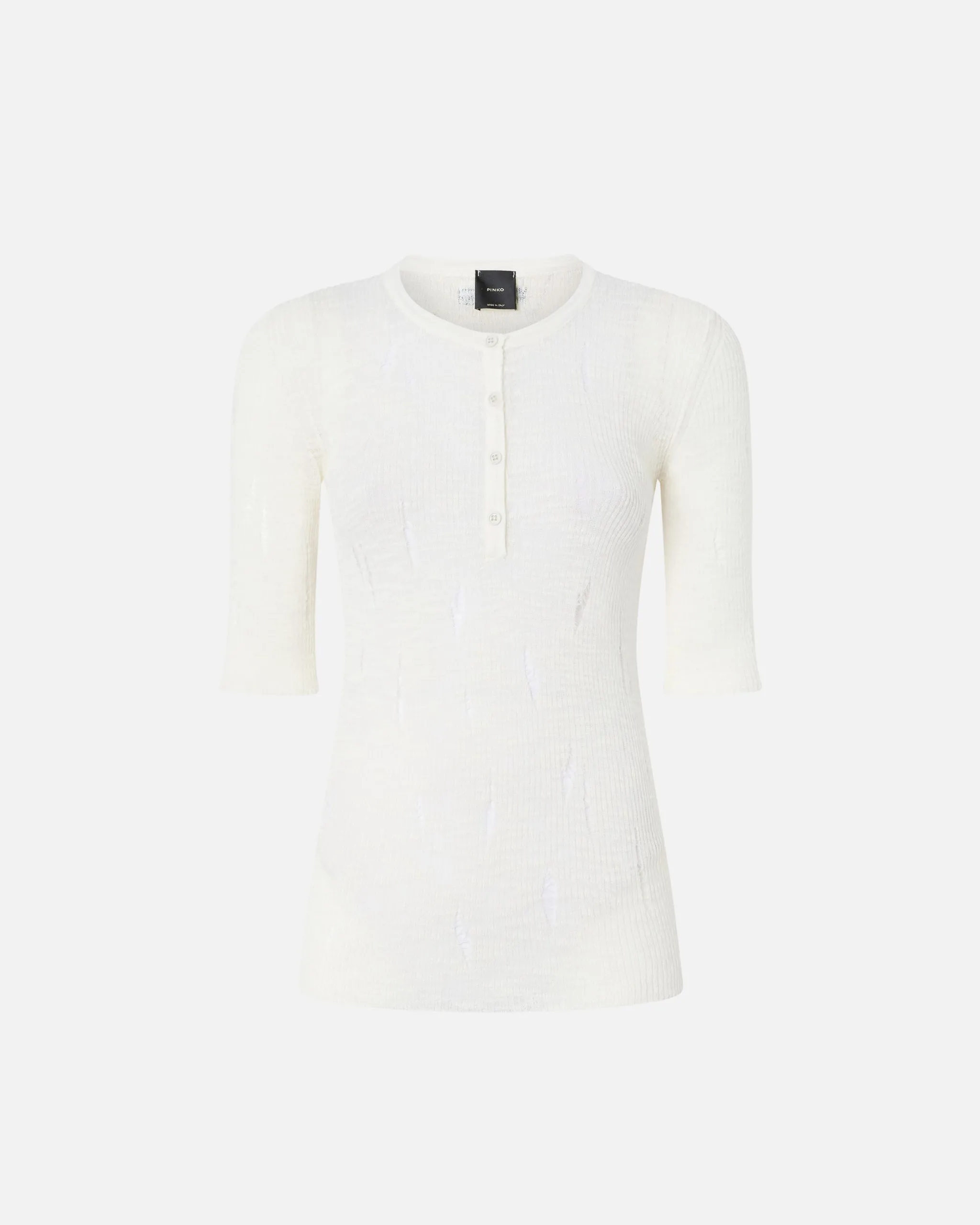 Pull léger côtelé seraph avec déchirures Blanc