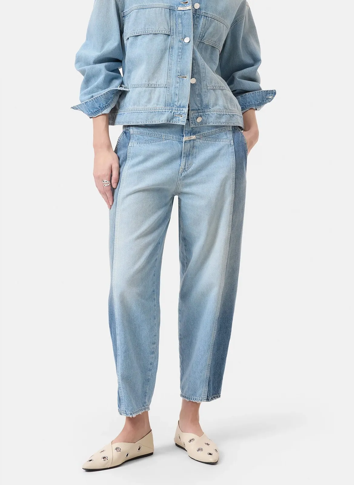 Jean boyfriend avec bords contrastés Bleu MADDI