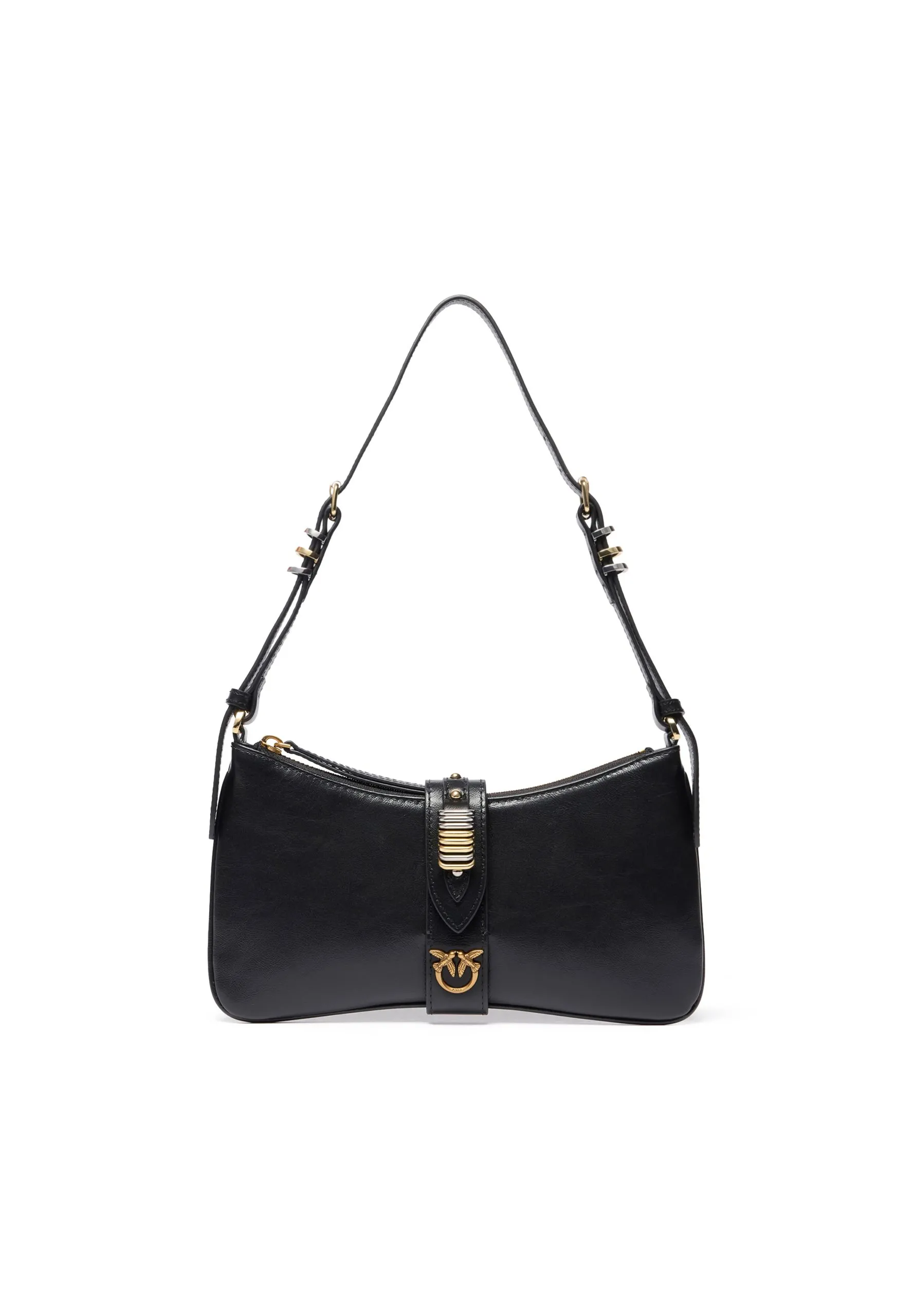 Sac porté épaule en cuir brillant à anneaux Multicolore