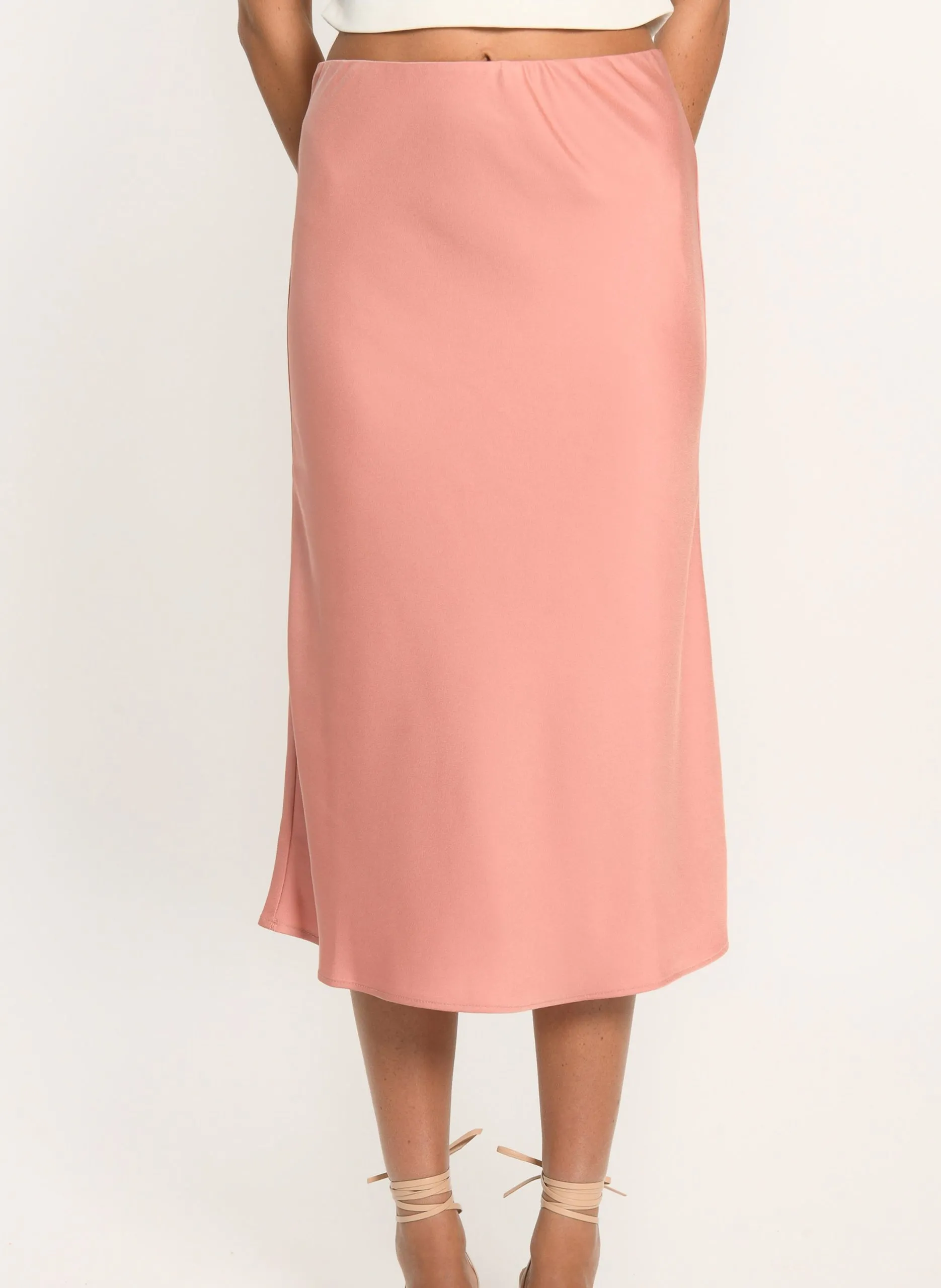 Jupe midi fluide satinée Marron ALLEGRA