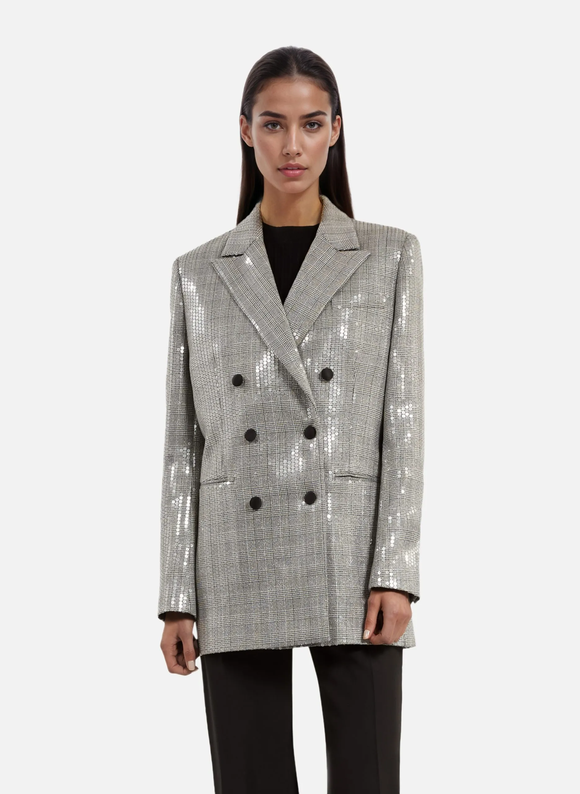 Veste à sequins prince de galles Gris