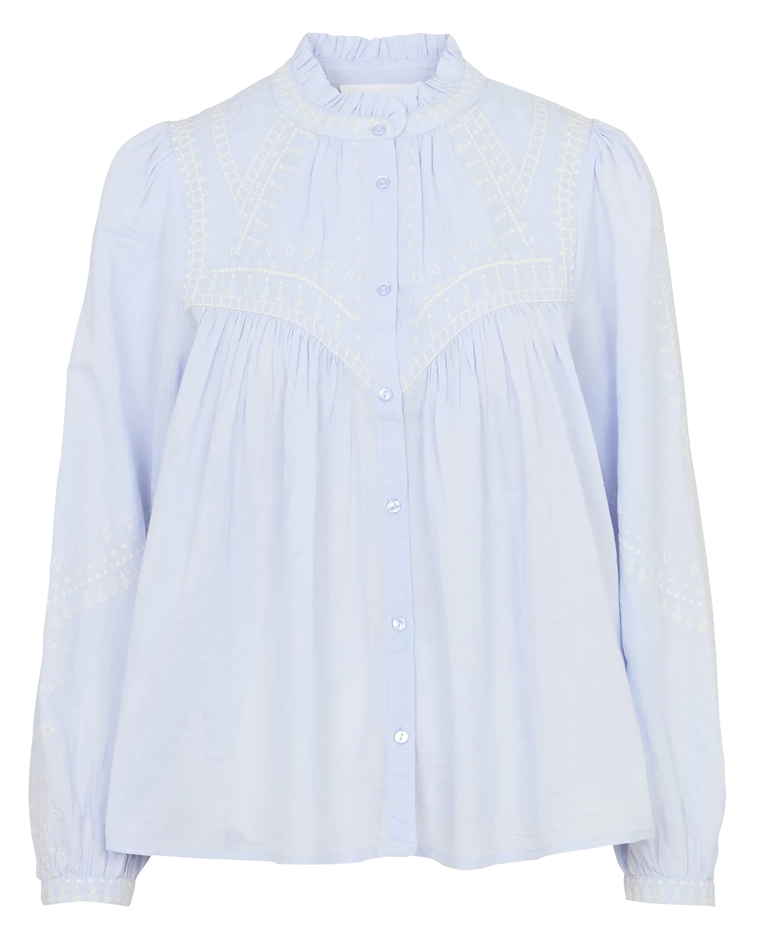 Chemise col victorien en coton Bleu JAKY