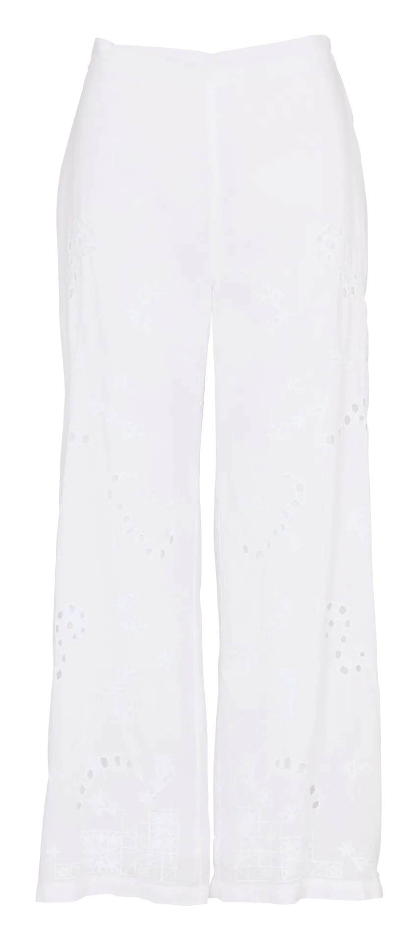 Pantalon large brodé en coton Blanc PARELIA