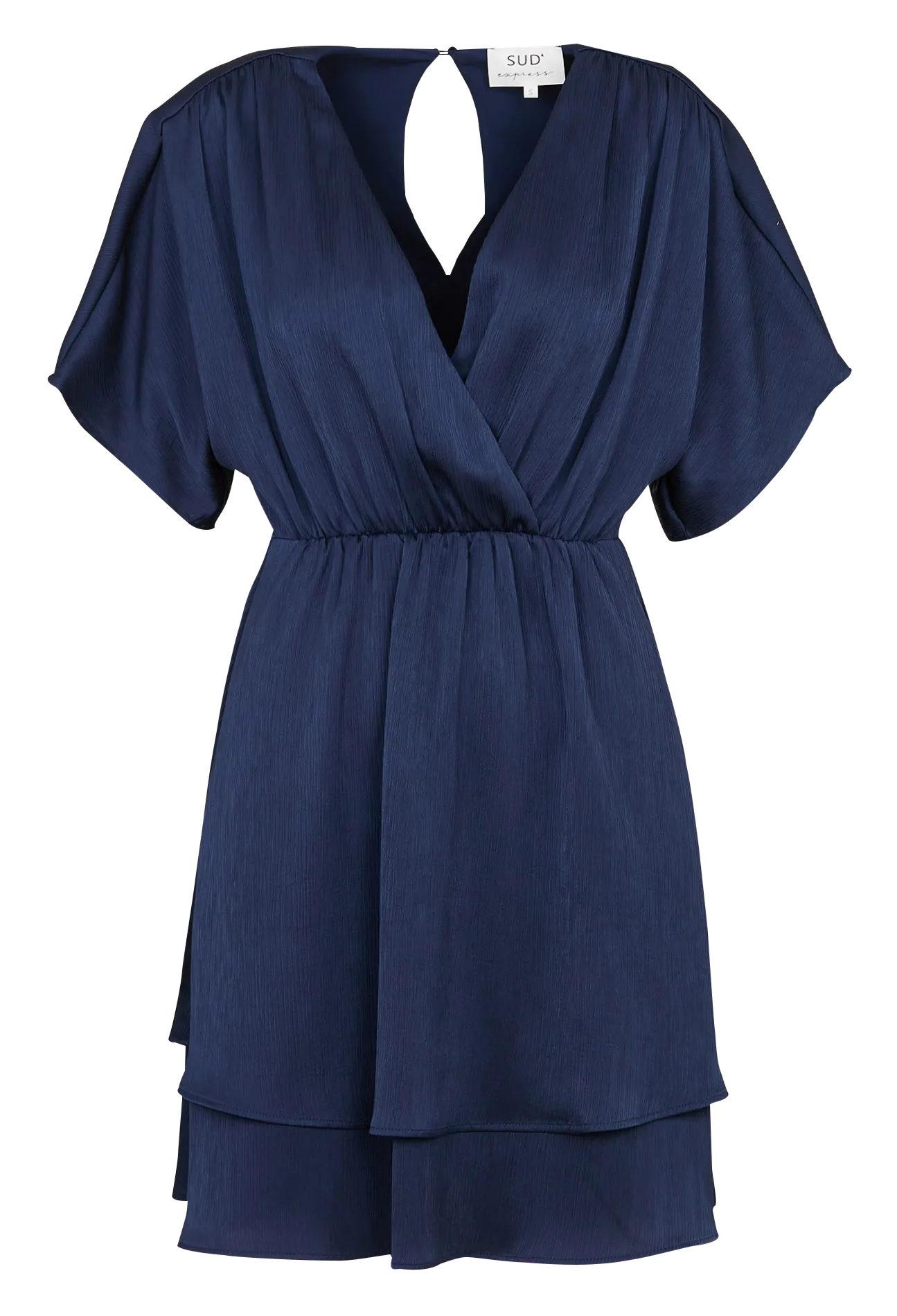Robe courte cintrée col V Bleu MALHIA