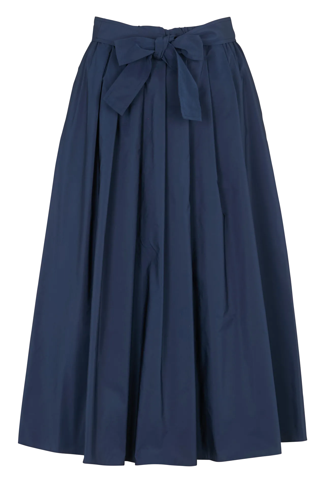 Jupe midi plissée unie à ceinture Bleu ZARDA