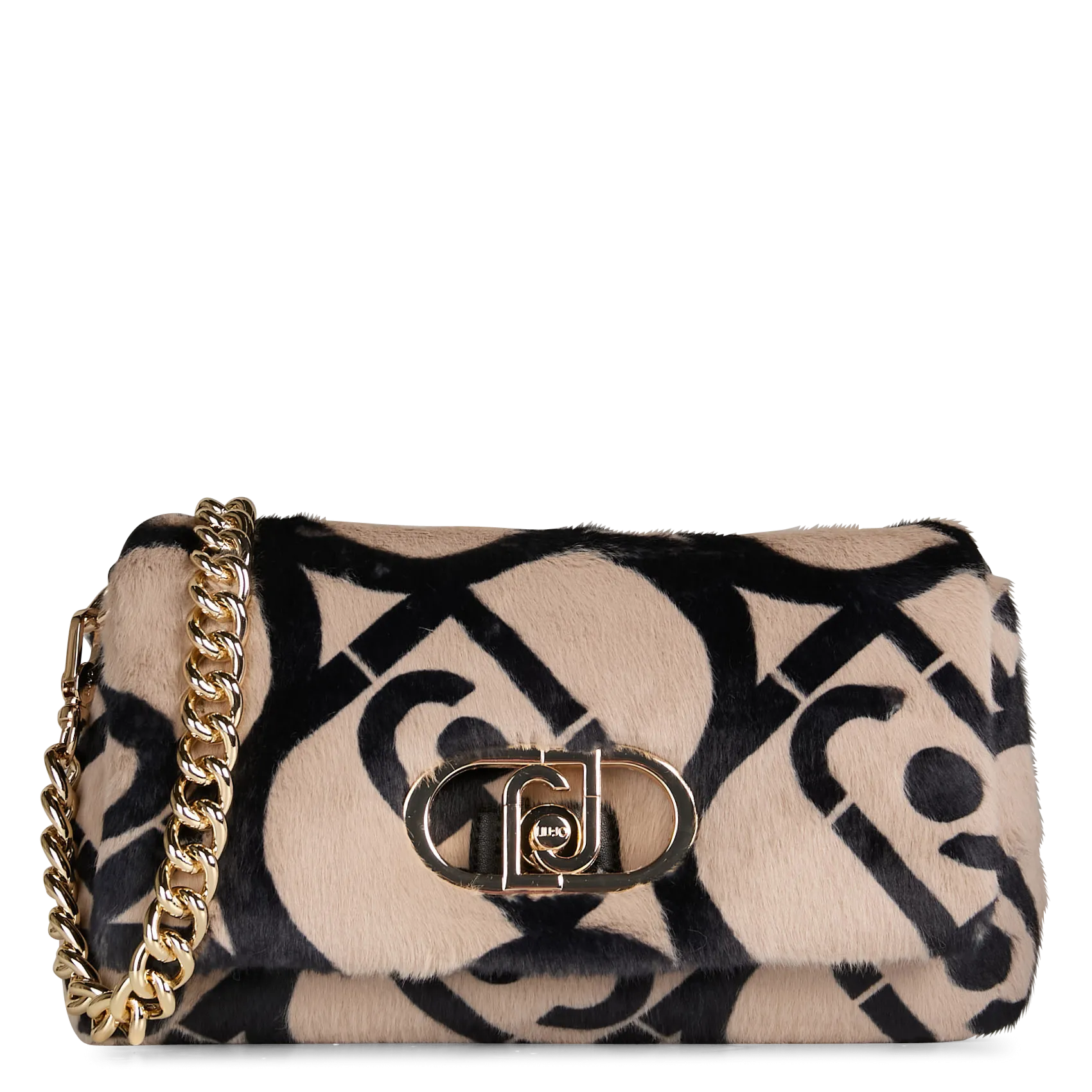 Sac bandoulière en fausse fourrure imprimée Blanc