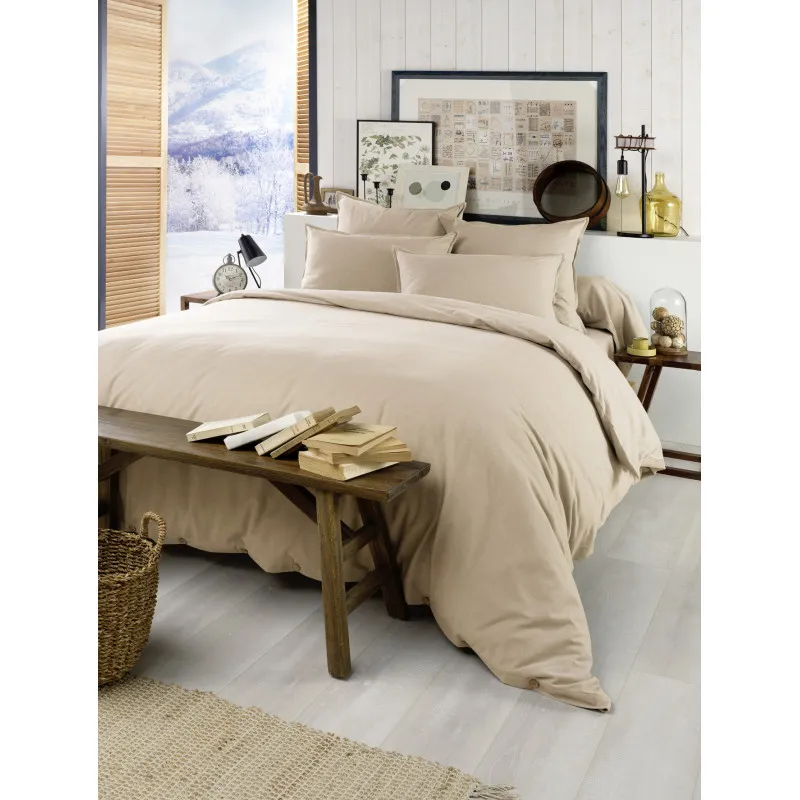 Housse de couette "candice" toutes dimensions flanelle de coton Beige