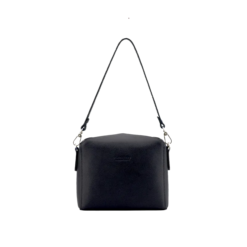 Sac porté travers - cuir de vachette Noir CASSETTA CUIR