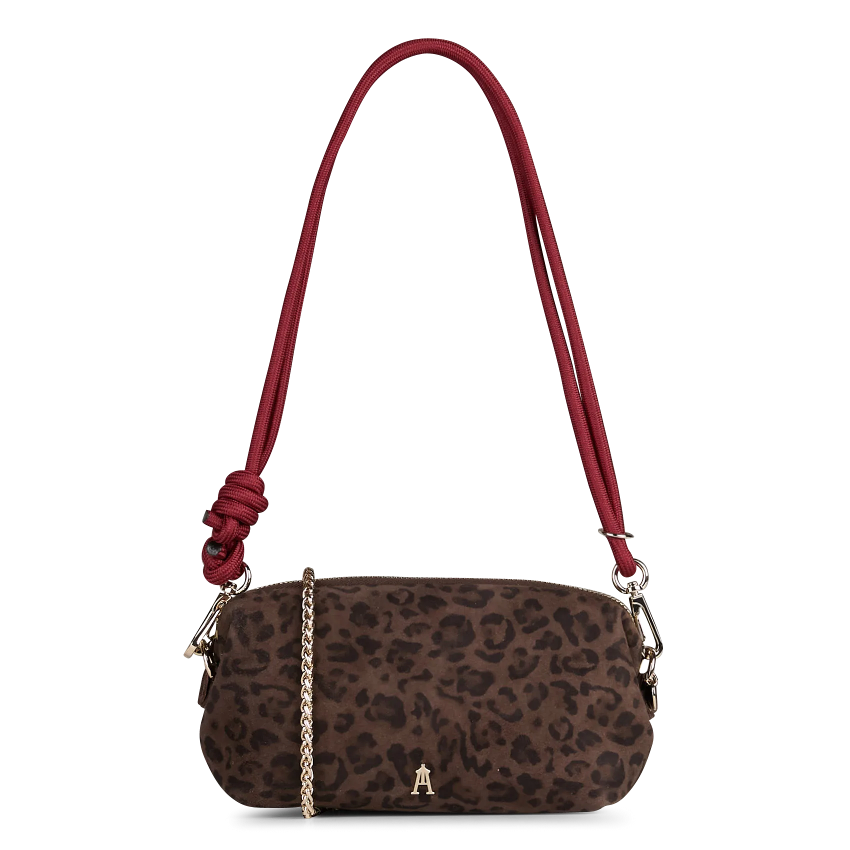 Sac bandoulière en laine de mouton à motif léopard Marron NUAGE