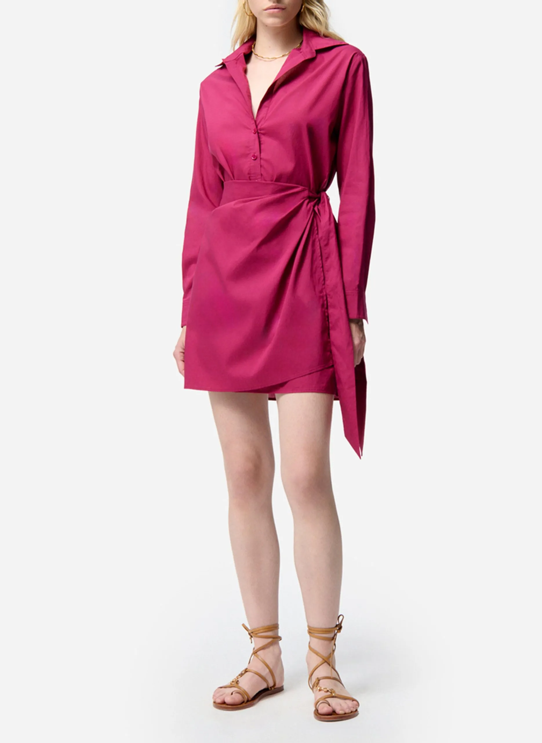 Robe courte col classique Rose FOGLIA