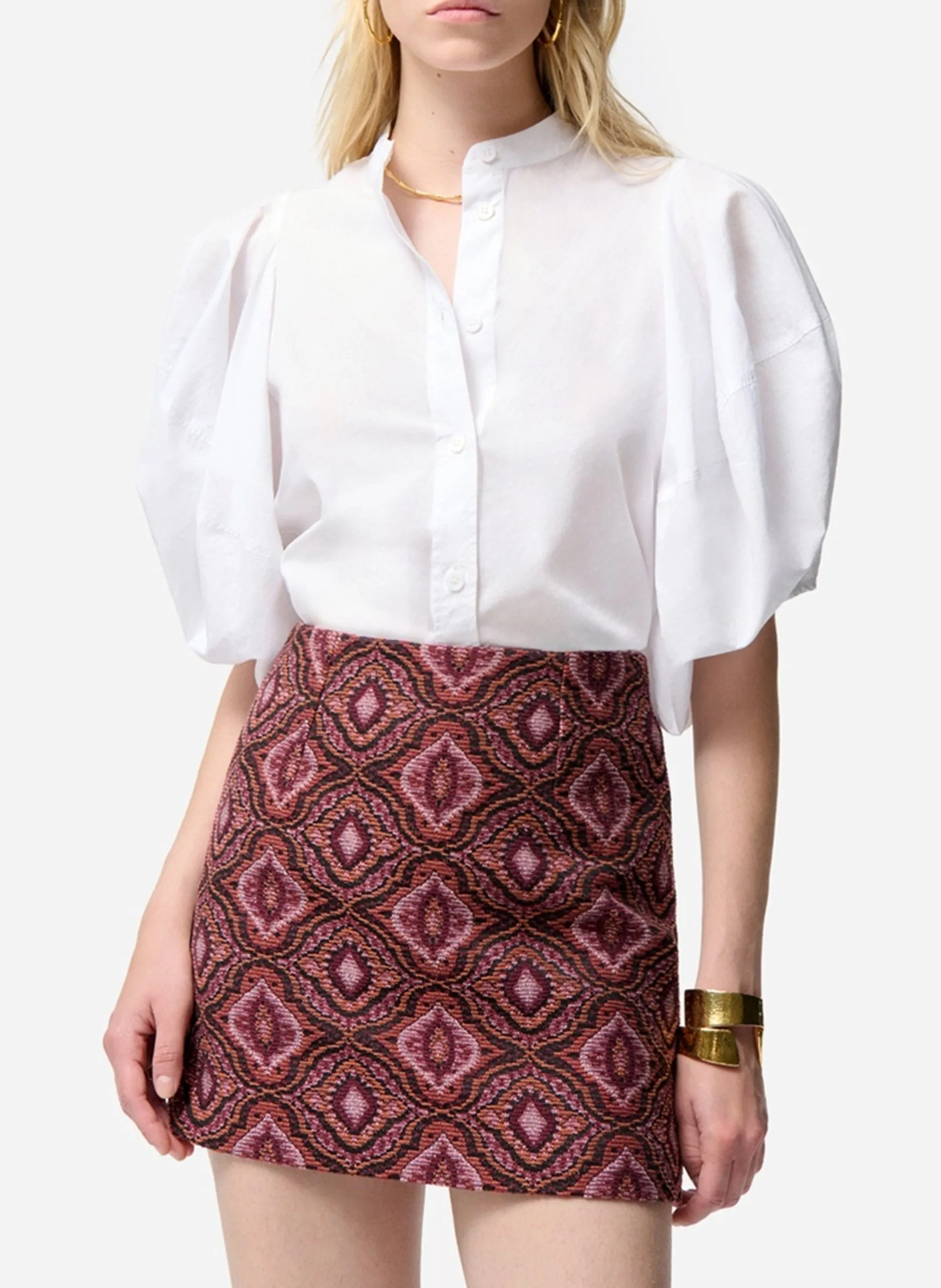 Chemise col rond Blanc FELICIE