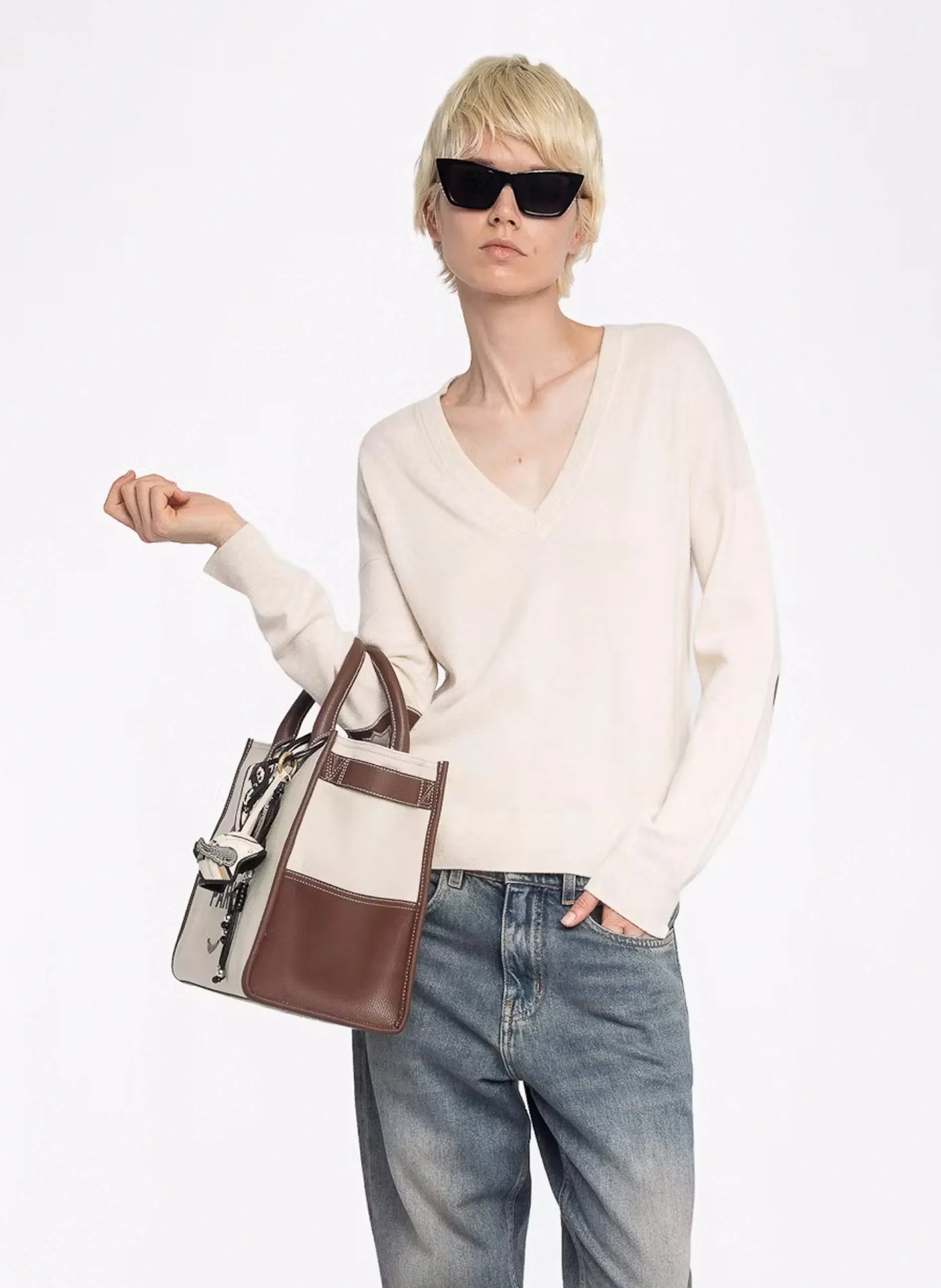 Pull droit en cachemire Blanc VIVI