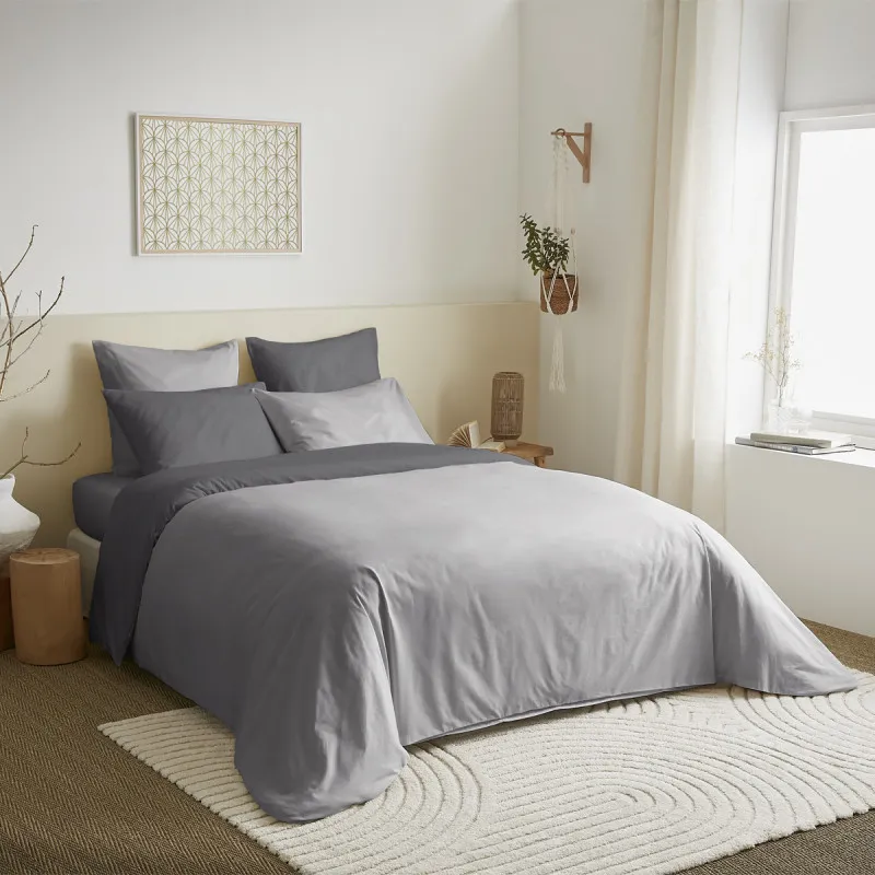 Pack complet 6 pièces gris/anthracite réversible housse de couette pour lit 180 x 200 cm "king size" Gris
