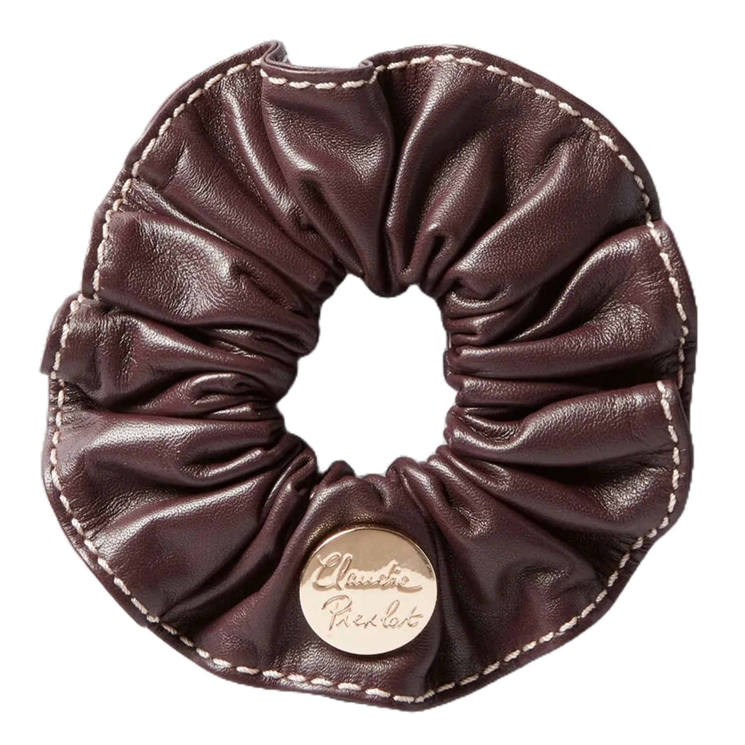 Chouchou en cuir uni Rouge