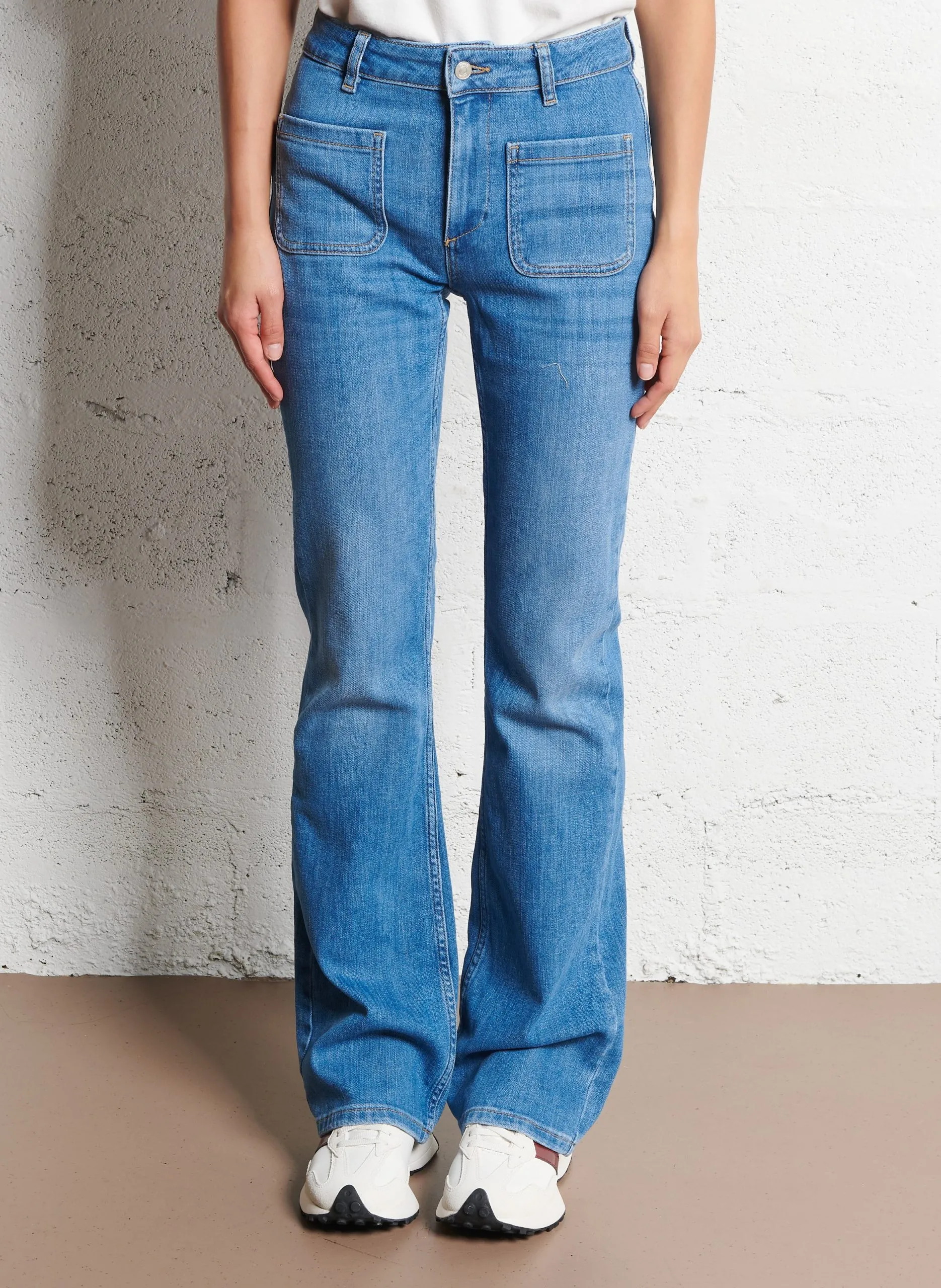 Jean flare en coton mélangé Bleu ROSS