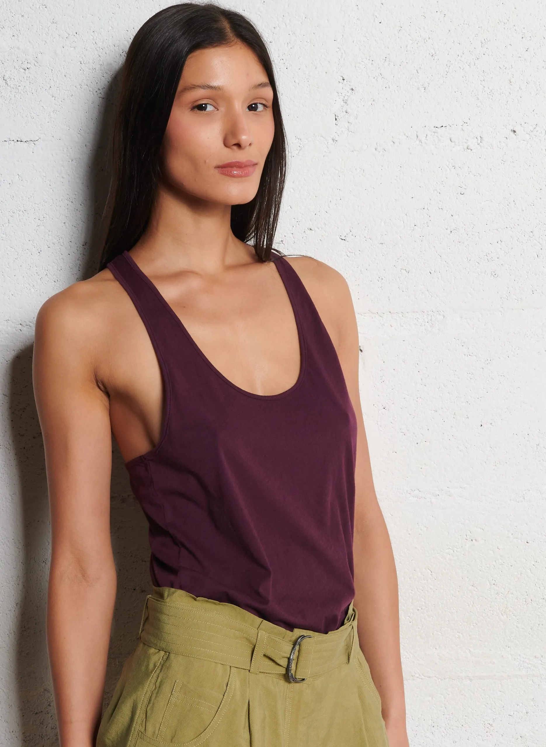 Débardeur droit en coton Prune SARCY