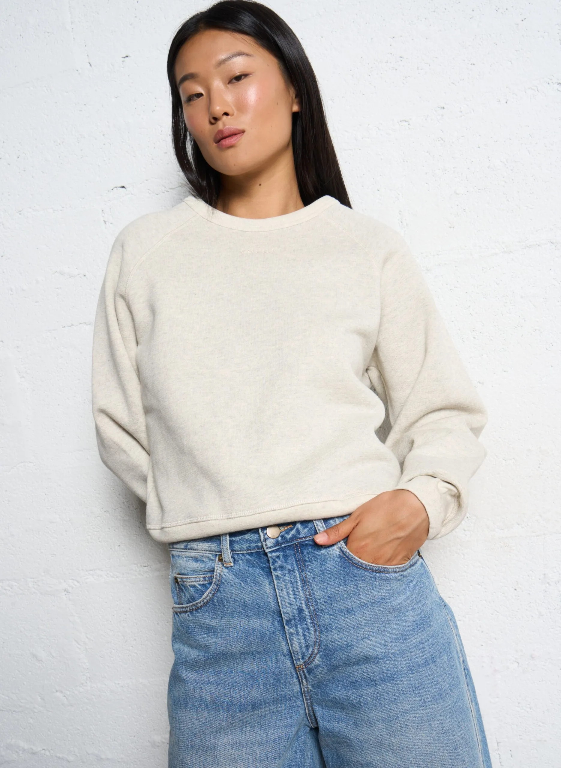 Sweat droit en coton bio Gris ARTEMIS