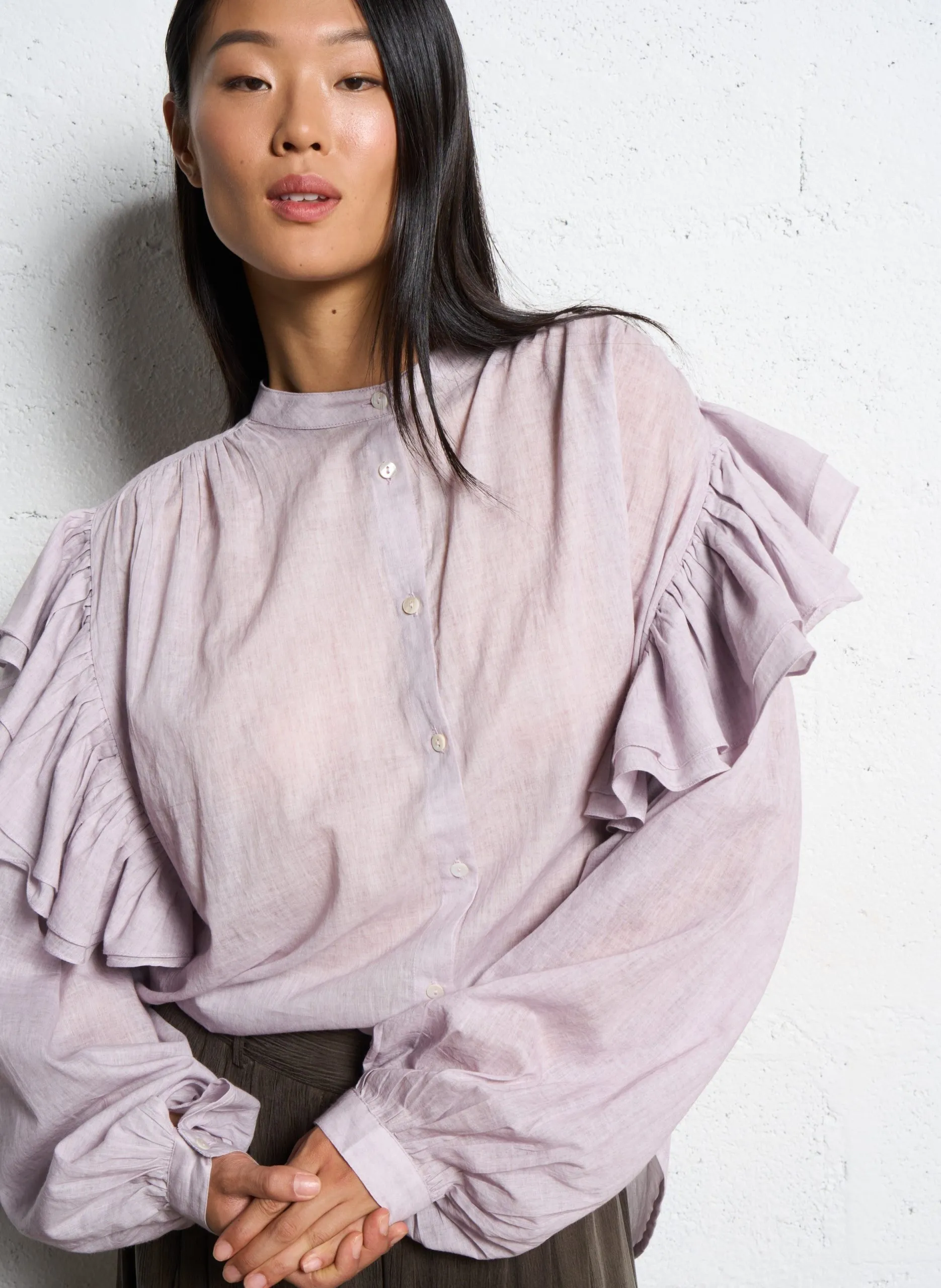 Chemise col coton Violet ODESSA