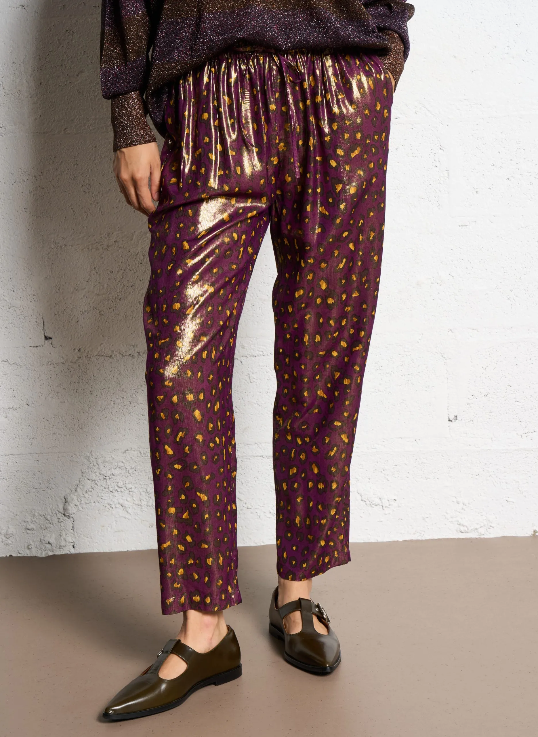 Pantalon droit imprimé Violet ILANA