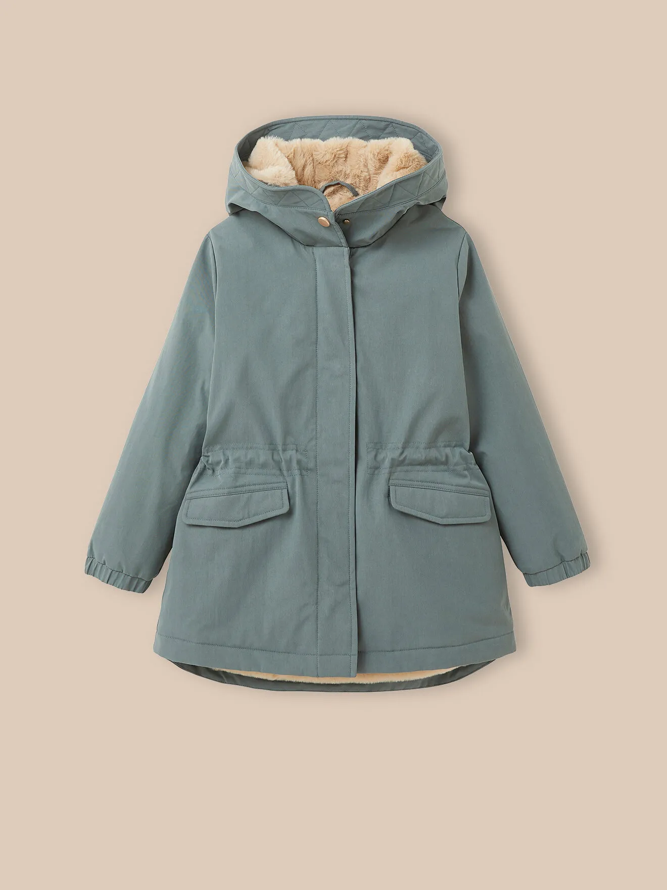 Parka doublée imitation fourrure Vert