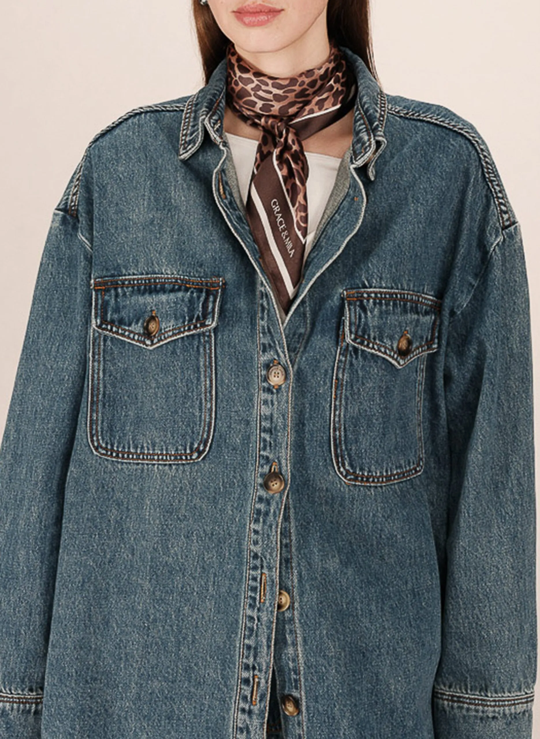 Foulard carré léopard en soie Marron SEPTEMBRE