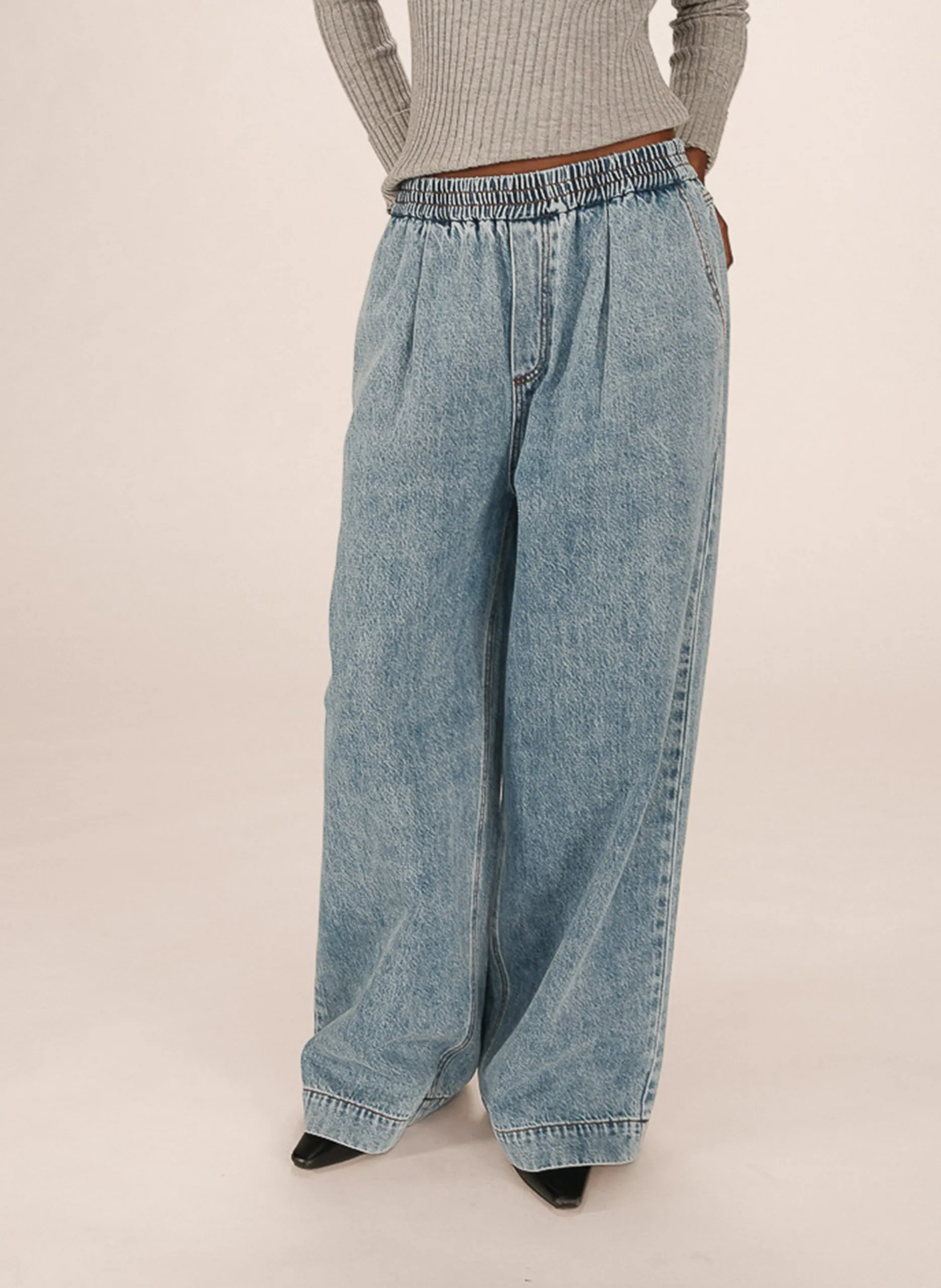 Jean baggy en coton Bleu SACHA