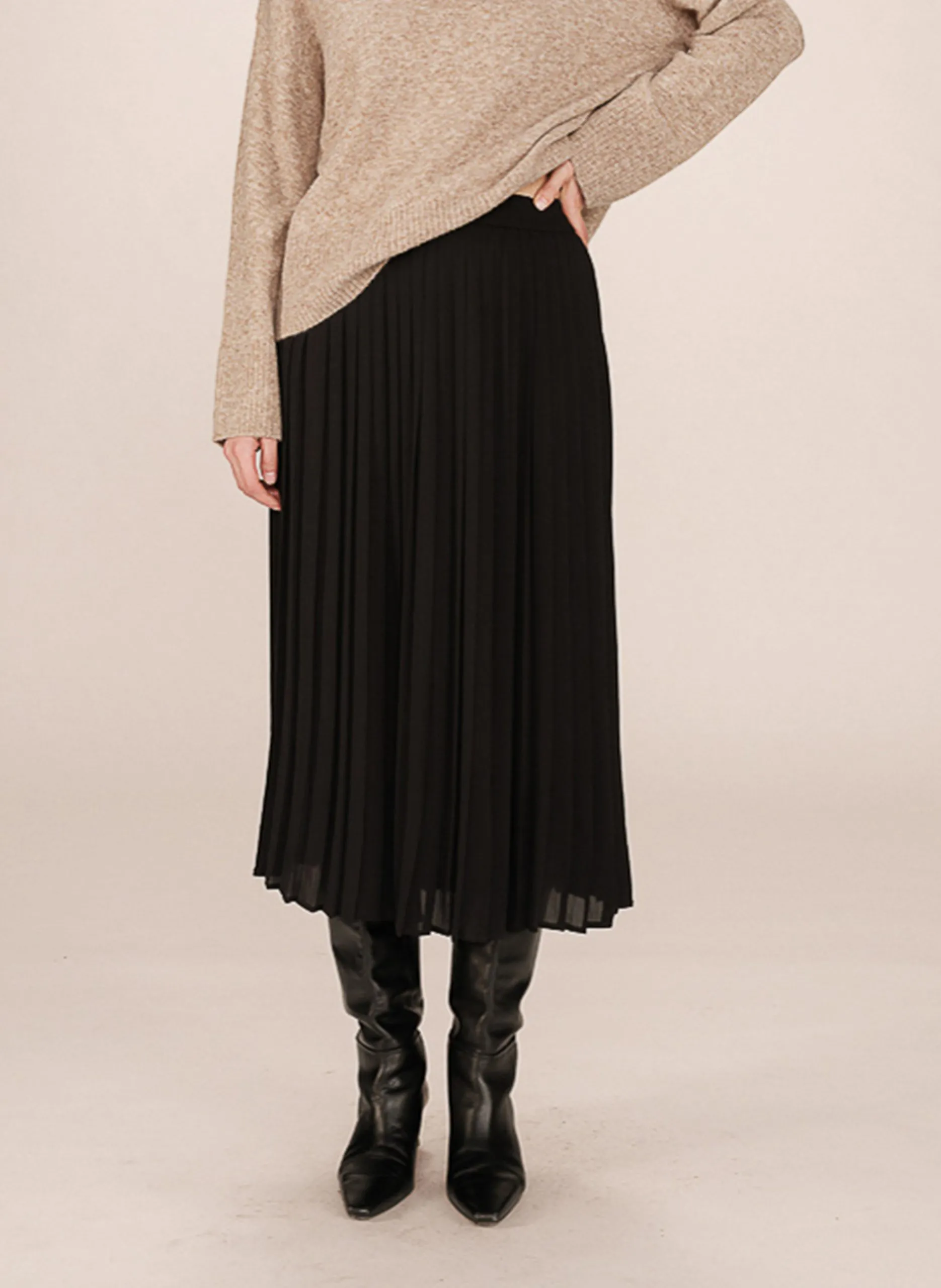 Jupe midi plissée Noir PLISSE