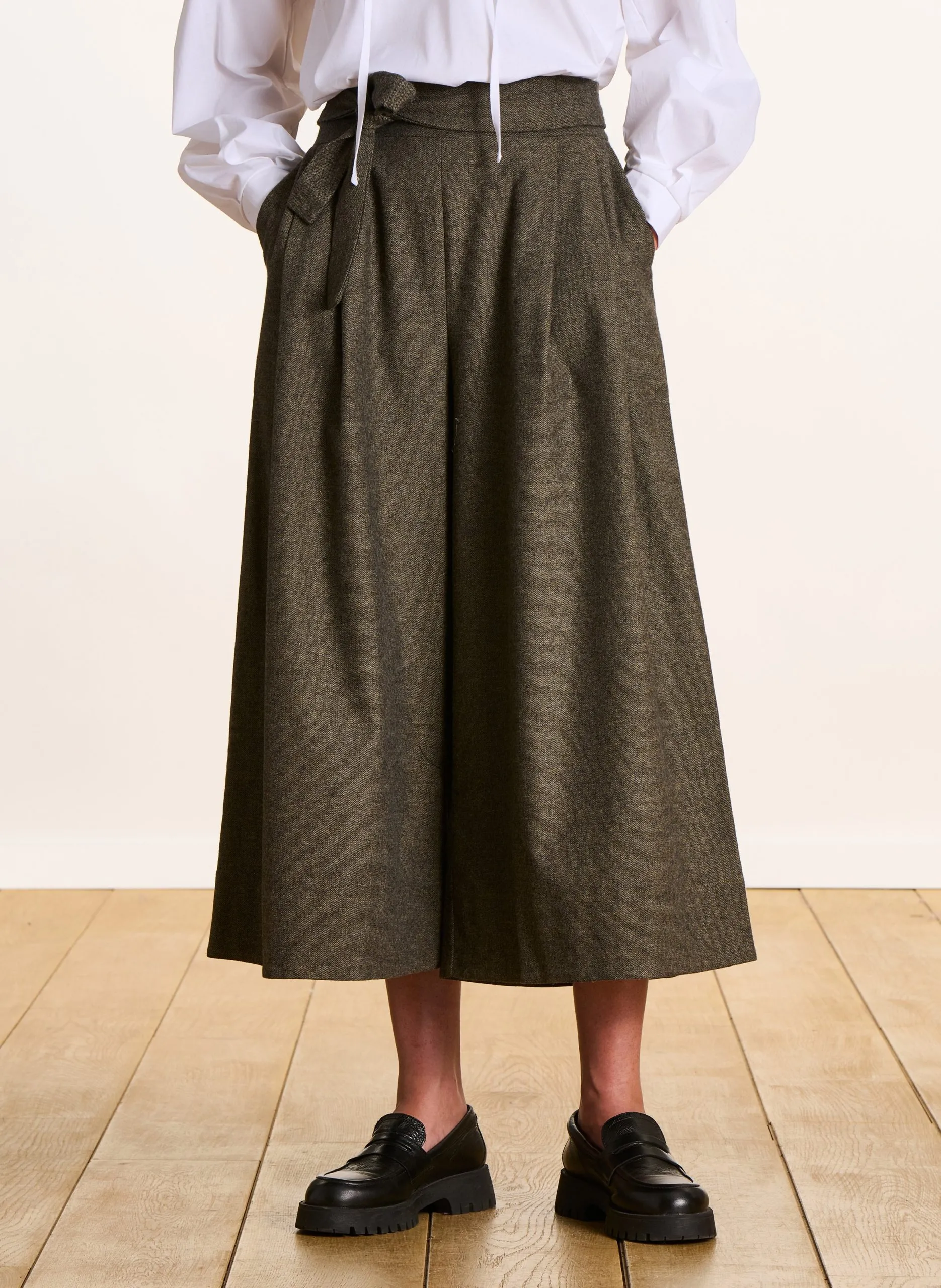 Pantalon 7/8ème en coton mélangé Kaki