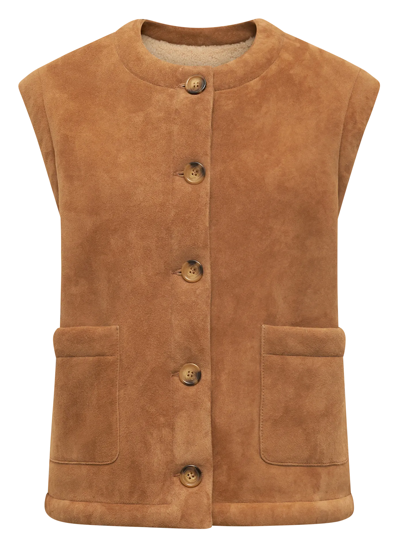 Veste col rond en cuir Marron MELISSA