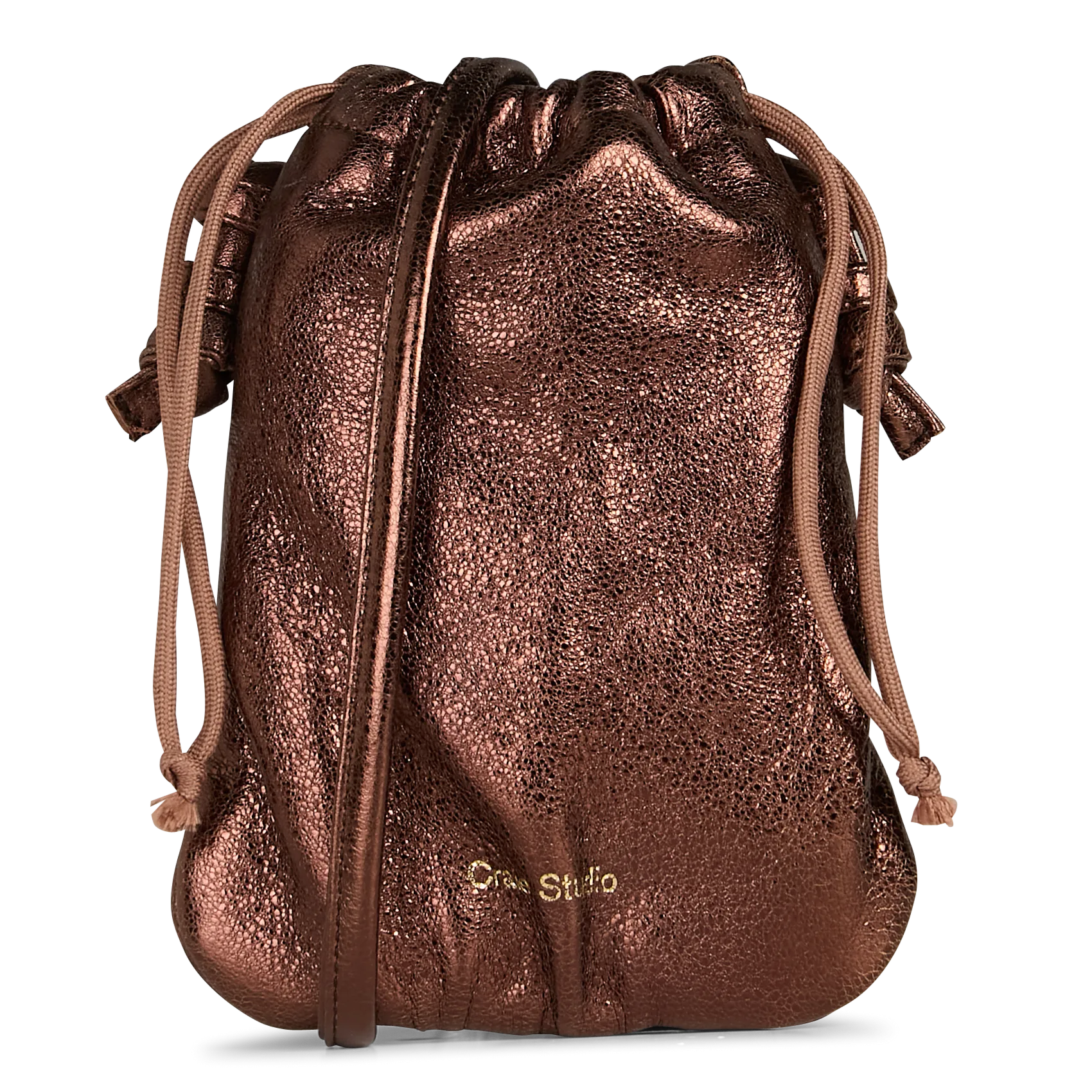 Sac bourse en cuir craquelé Marron MILLI