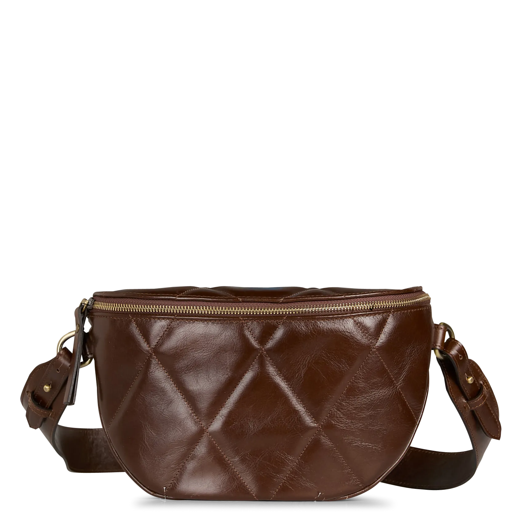 Sac banane en cuir matelassé Marron GABY