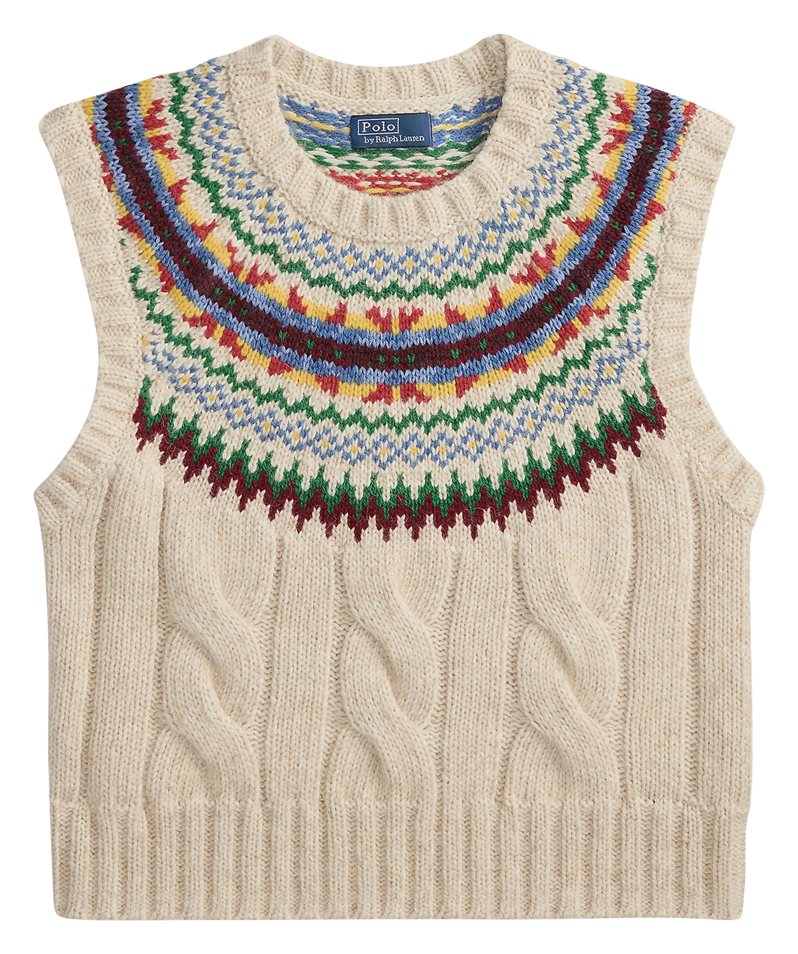 Pull col rond en coton mélangé Beige