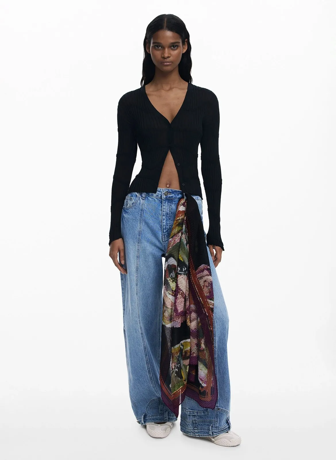 Foulard plissé imprimé Rouge