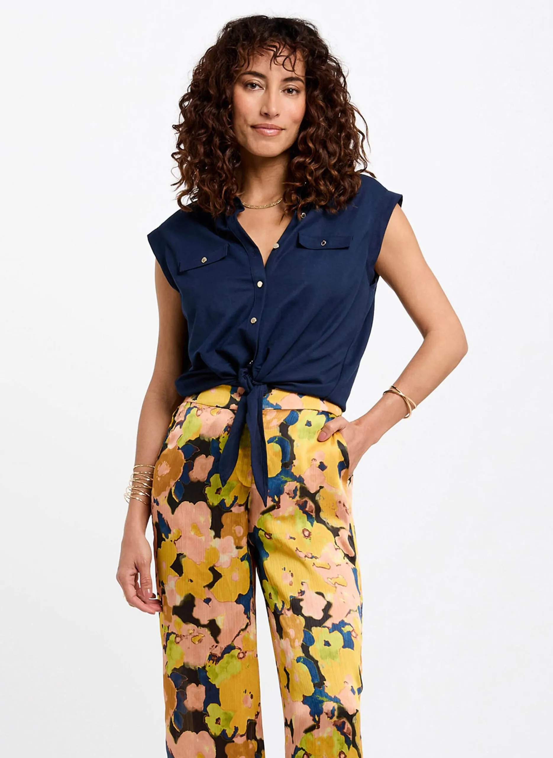 Blouse droite col classique Bleu 252-DAROD