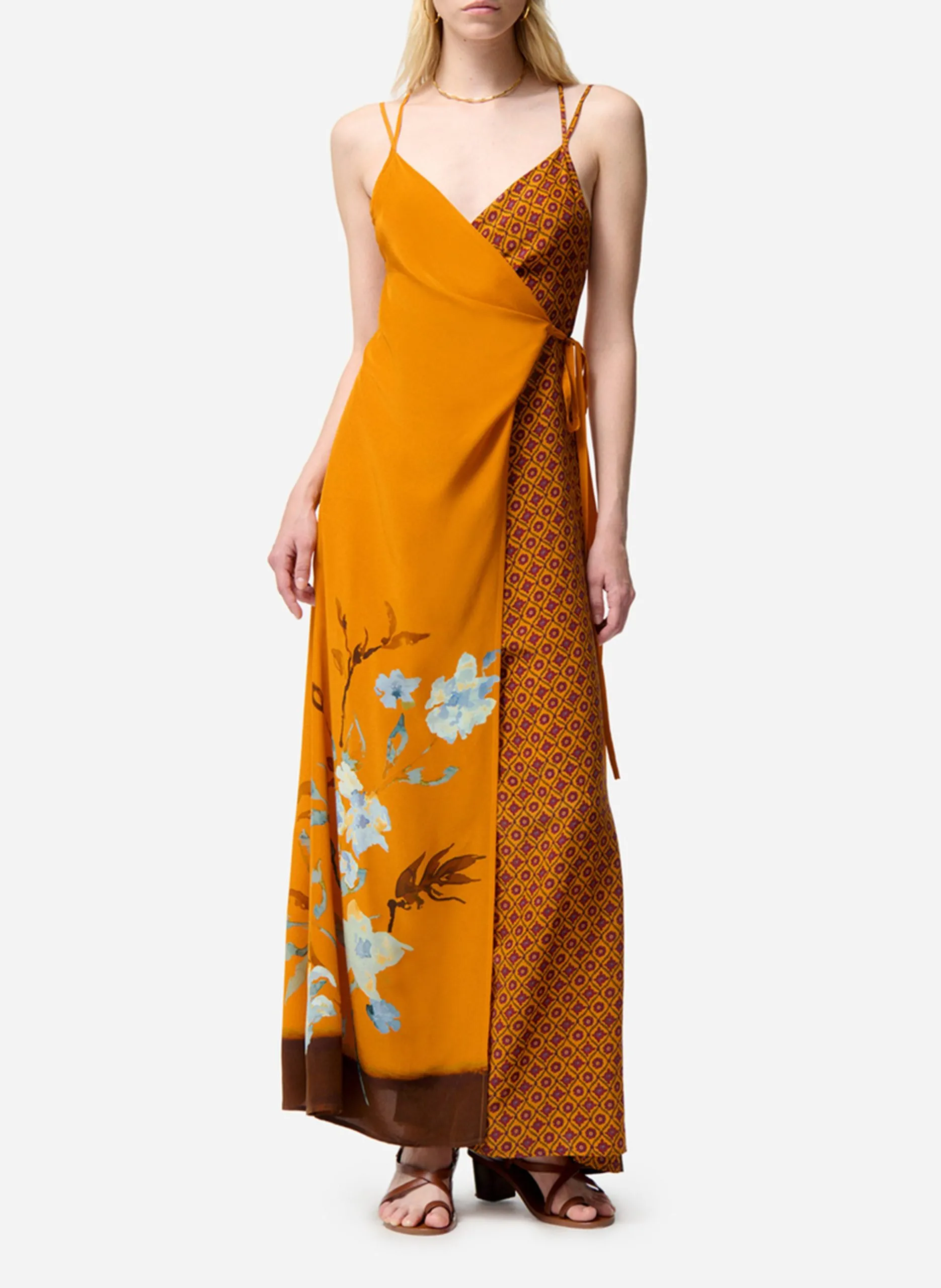 Robe longue imprimée Marron FLORIDE
