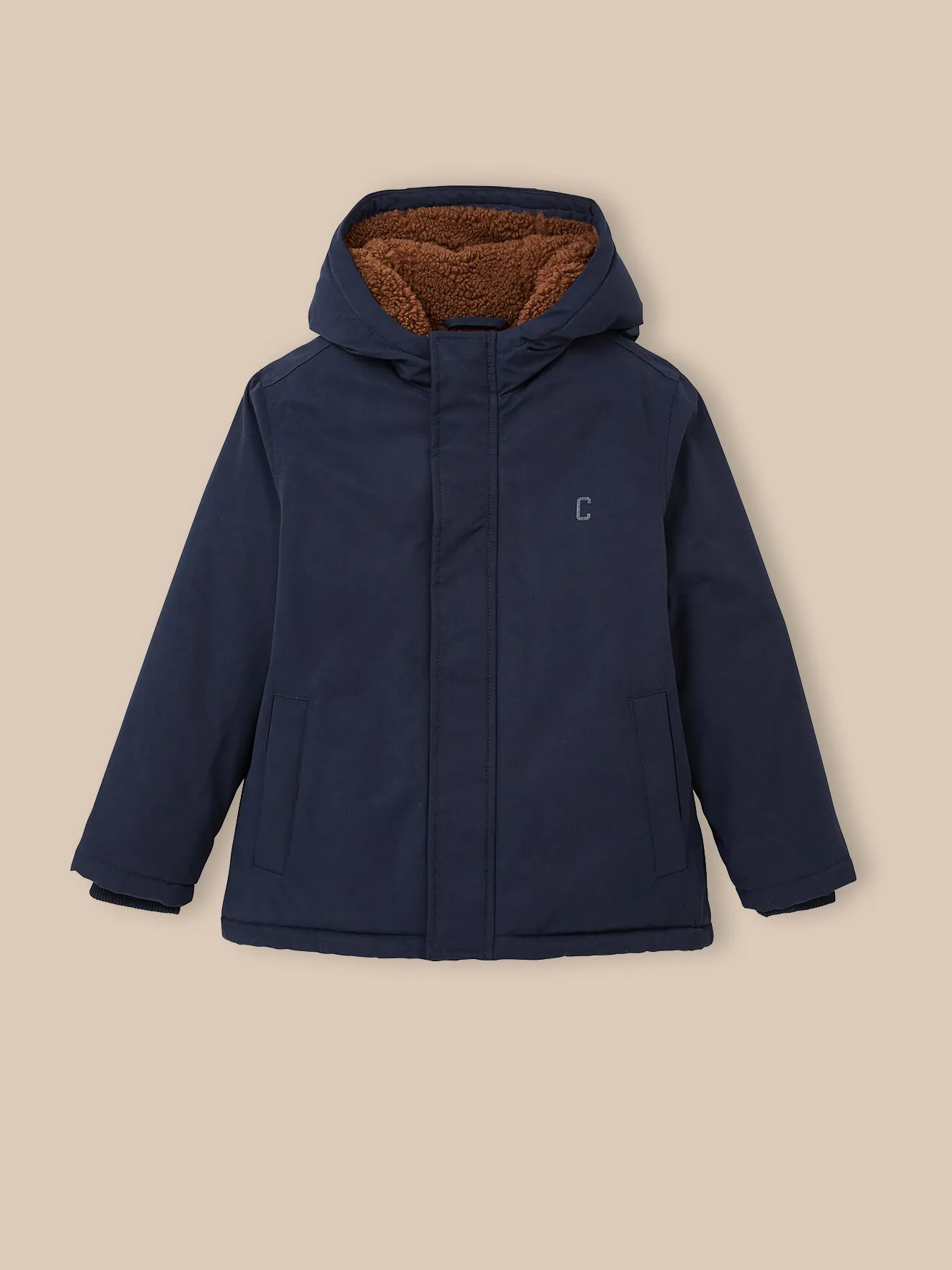 Parka doublée sherpa Bleu