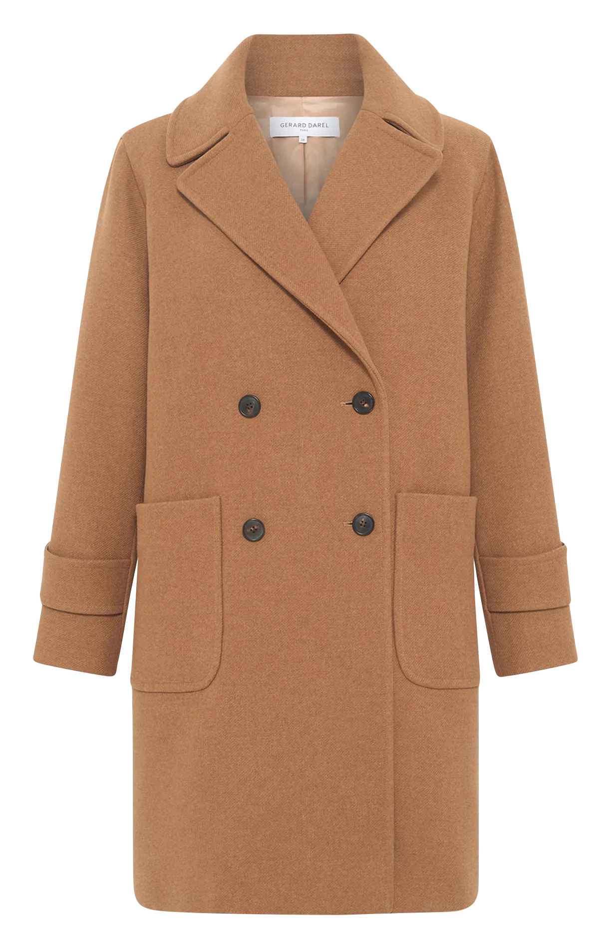 Long manteau col tailleur en laine mélangée Marron MERIEM