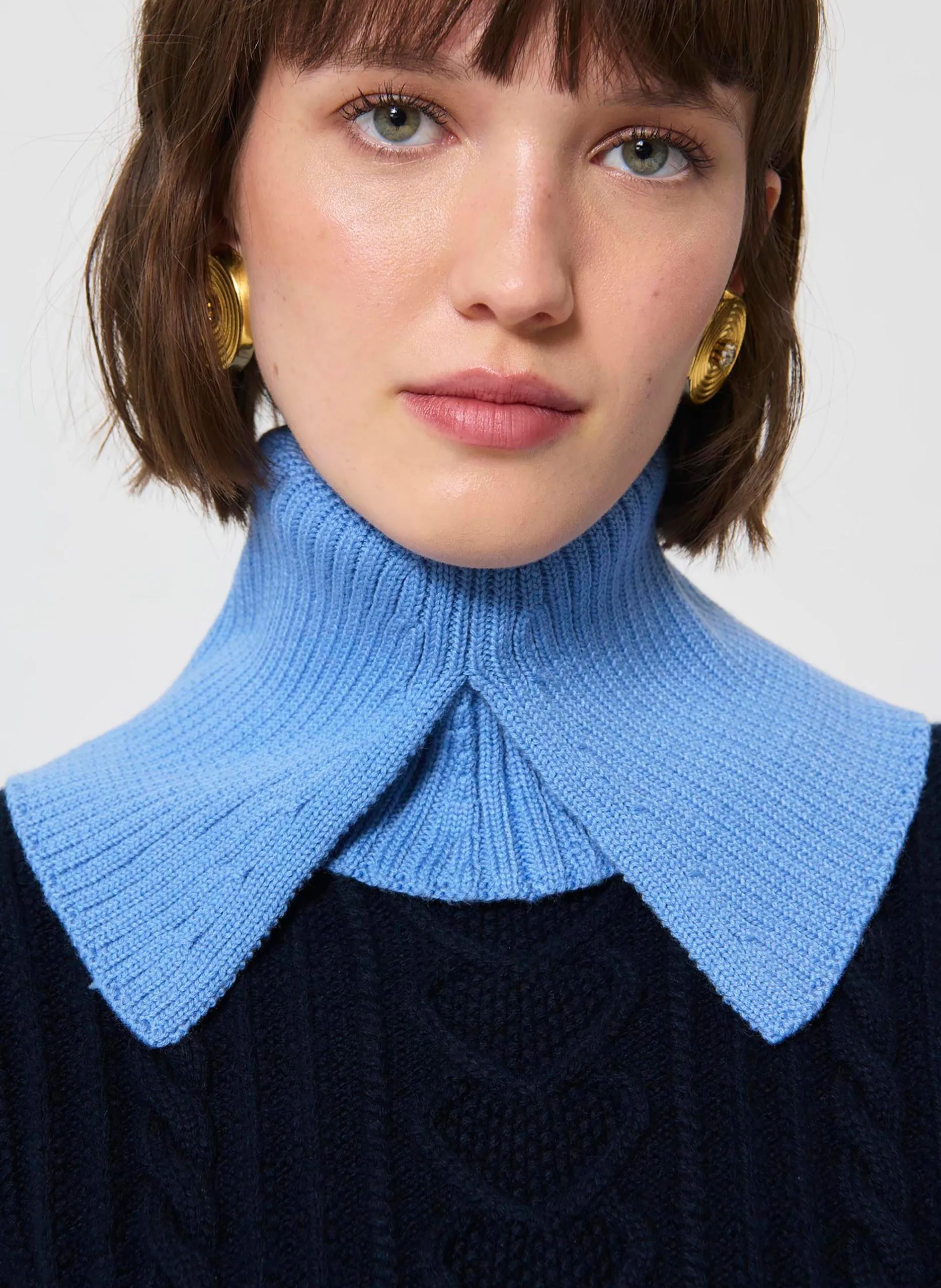 Cache cou côtelé uni Bleu ECLIPSE