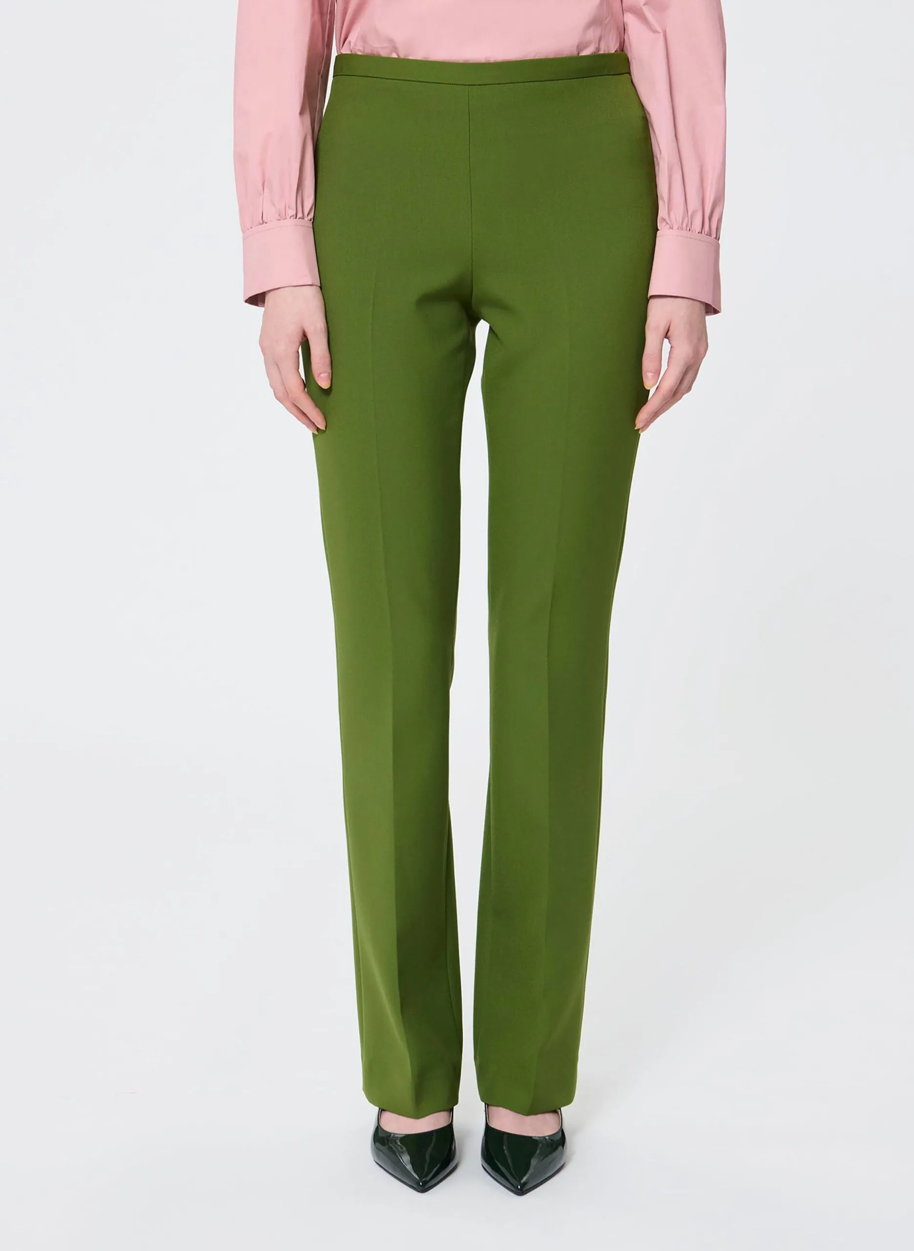 Pantalon taille haute uni Vert PAPILLON