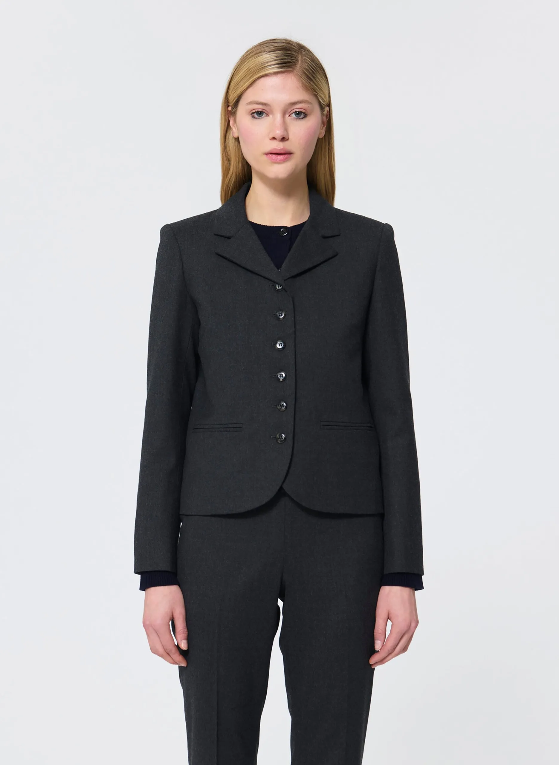 Veste col tailleur en llaine mélangée Gris VALOMA