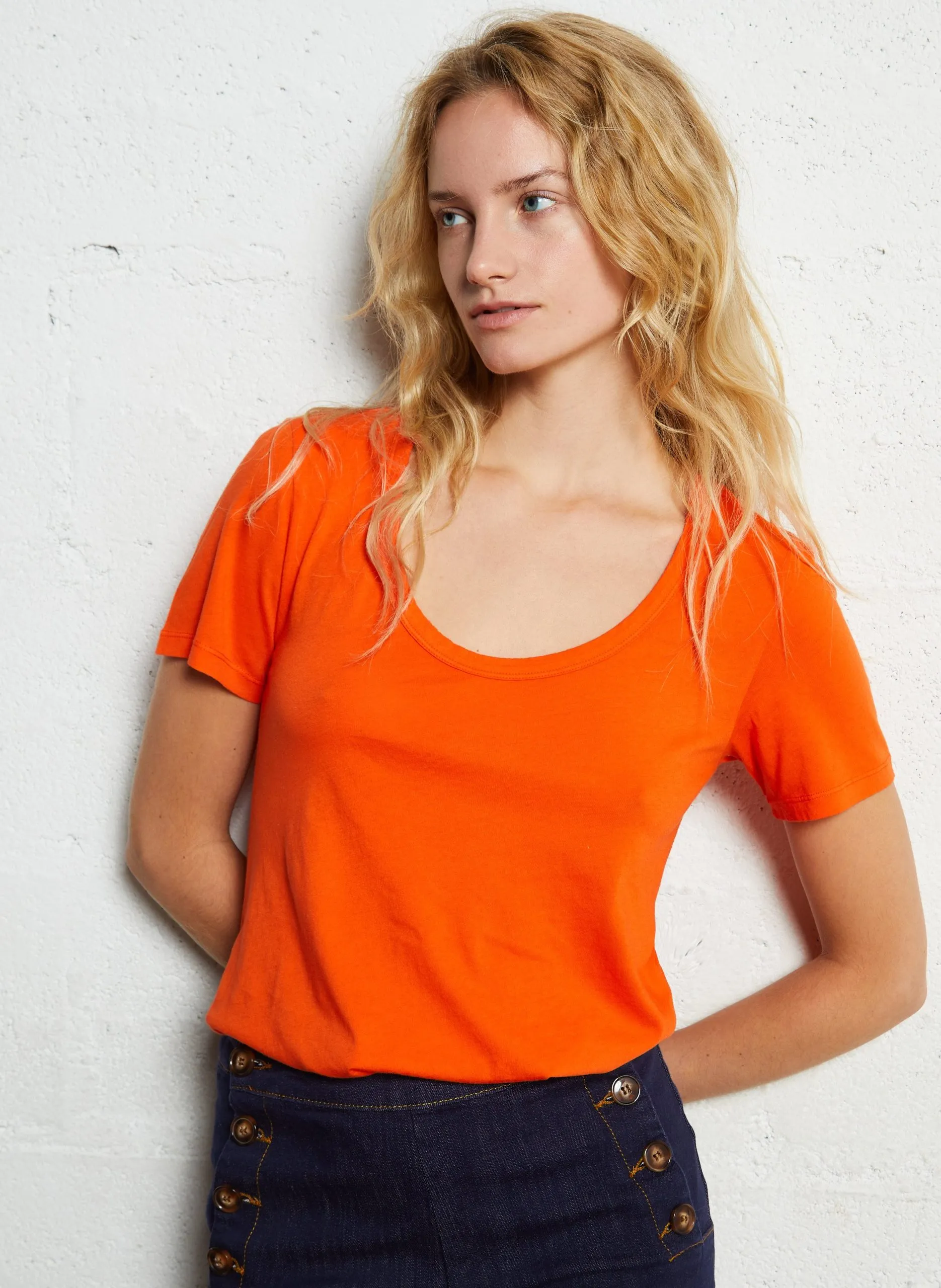 Tee-shirt droit en lin Orange