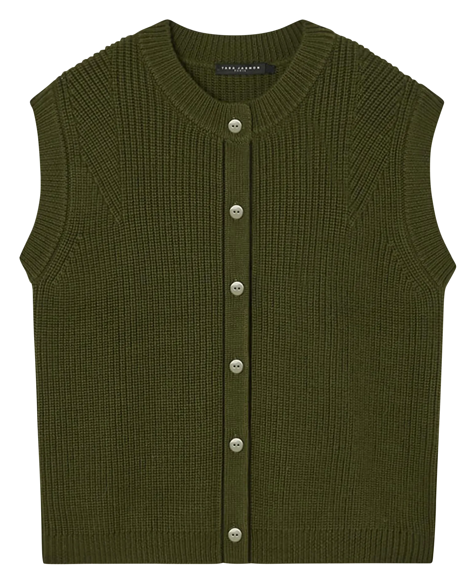 Gilet col rond en laine Vert GIBSON