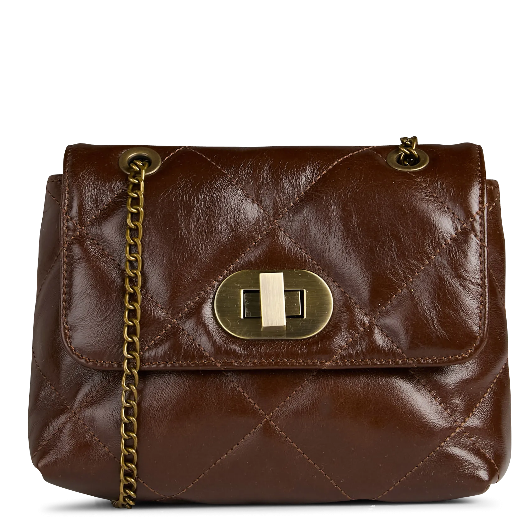 Sac bandoulière en cuir Marron GABY MINI