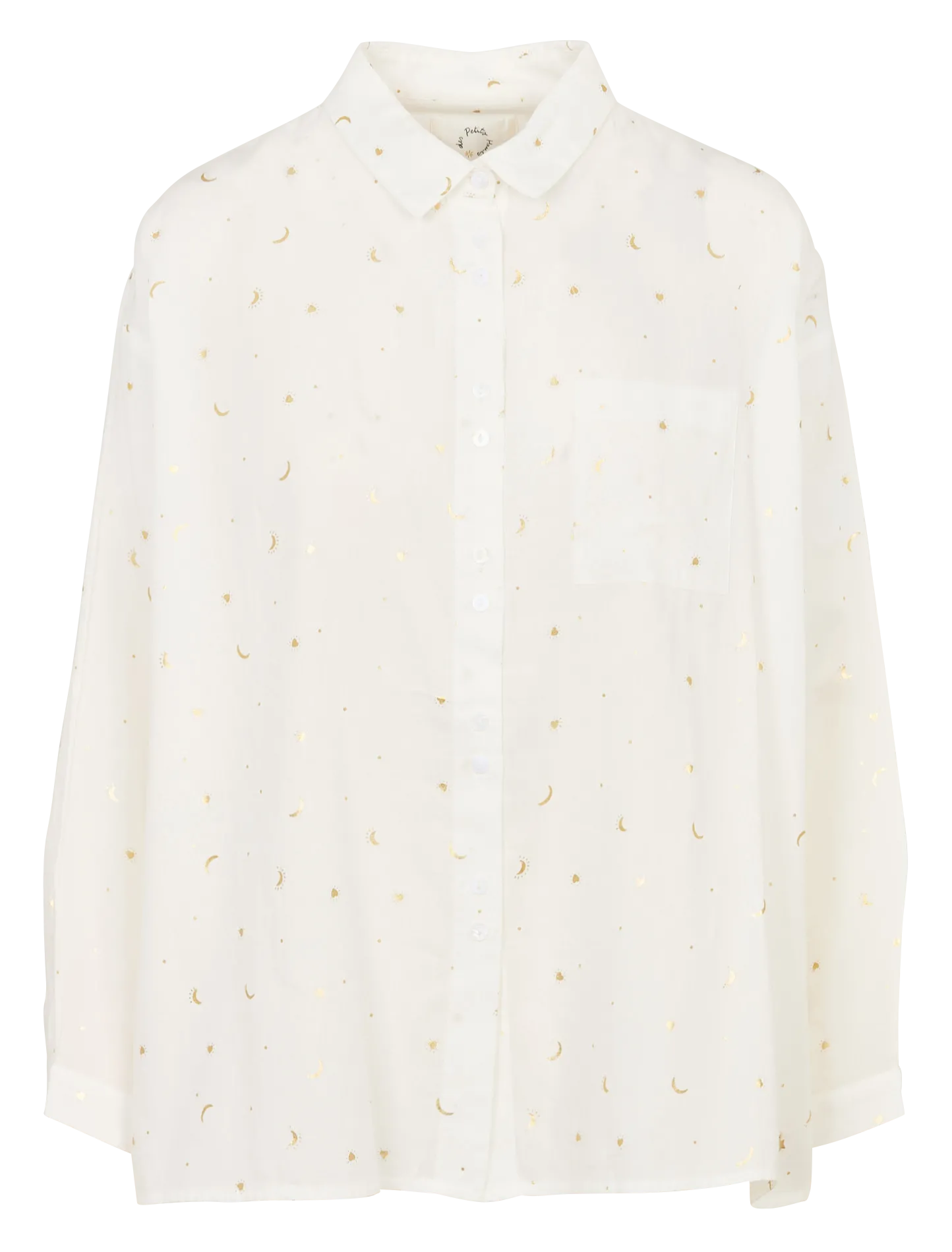 Chemise droite imprimée en coton Blanc VELIA