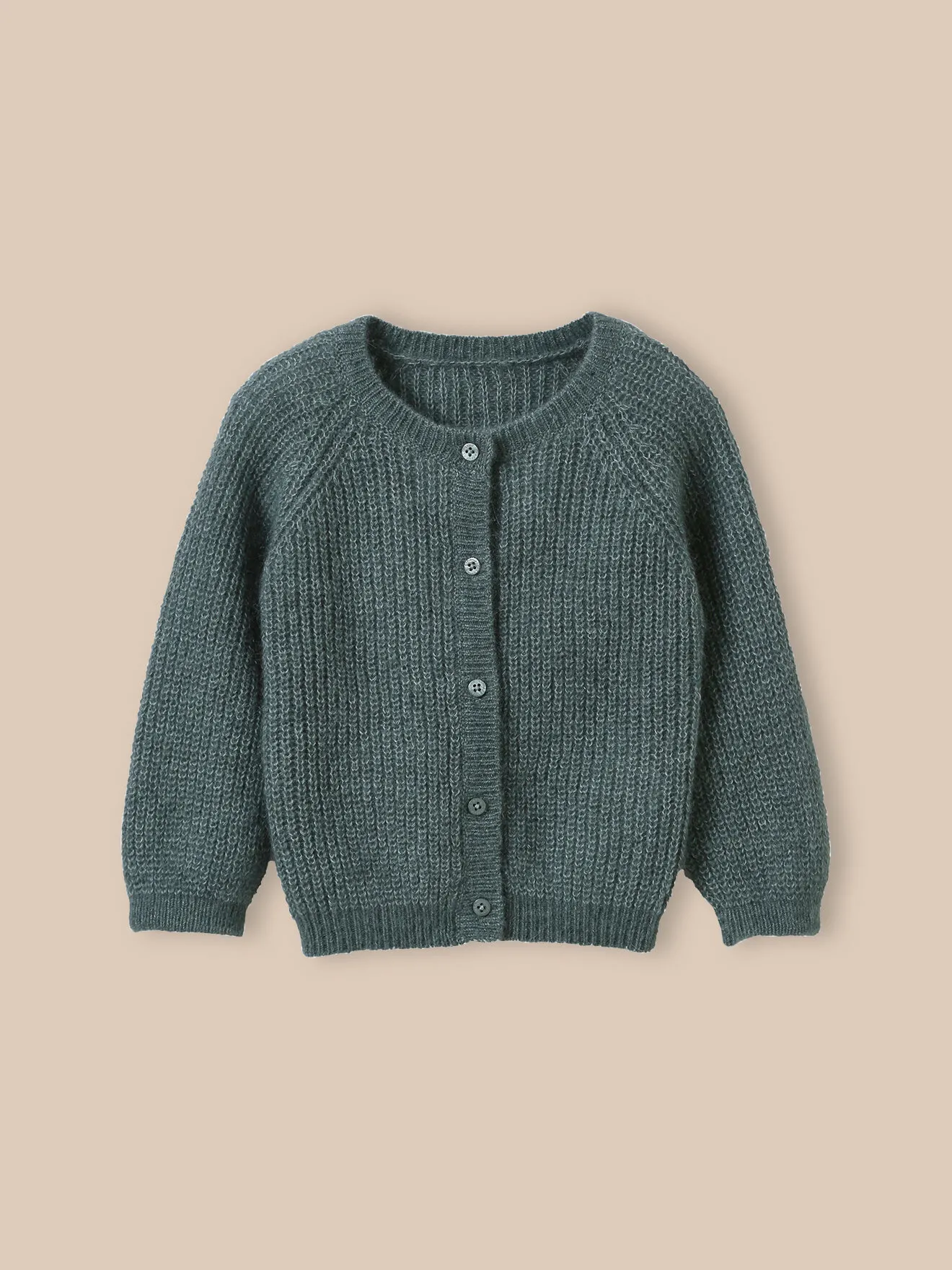 Cardigan en maille perlée laine et mohair Vert
