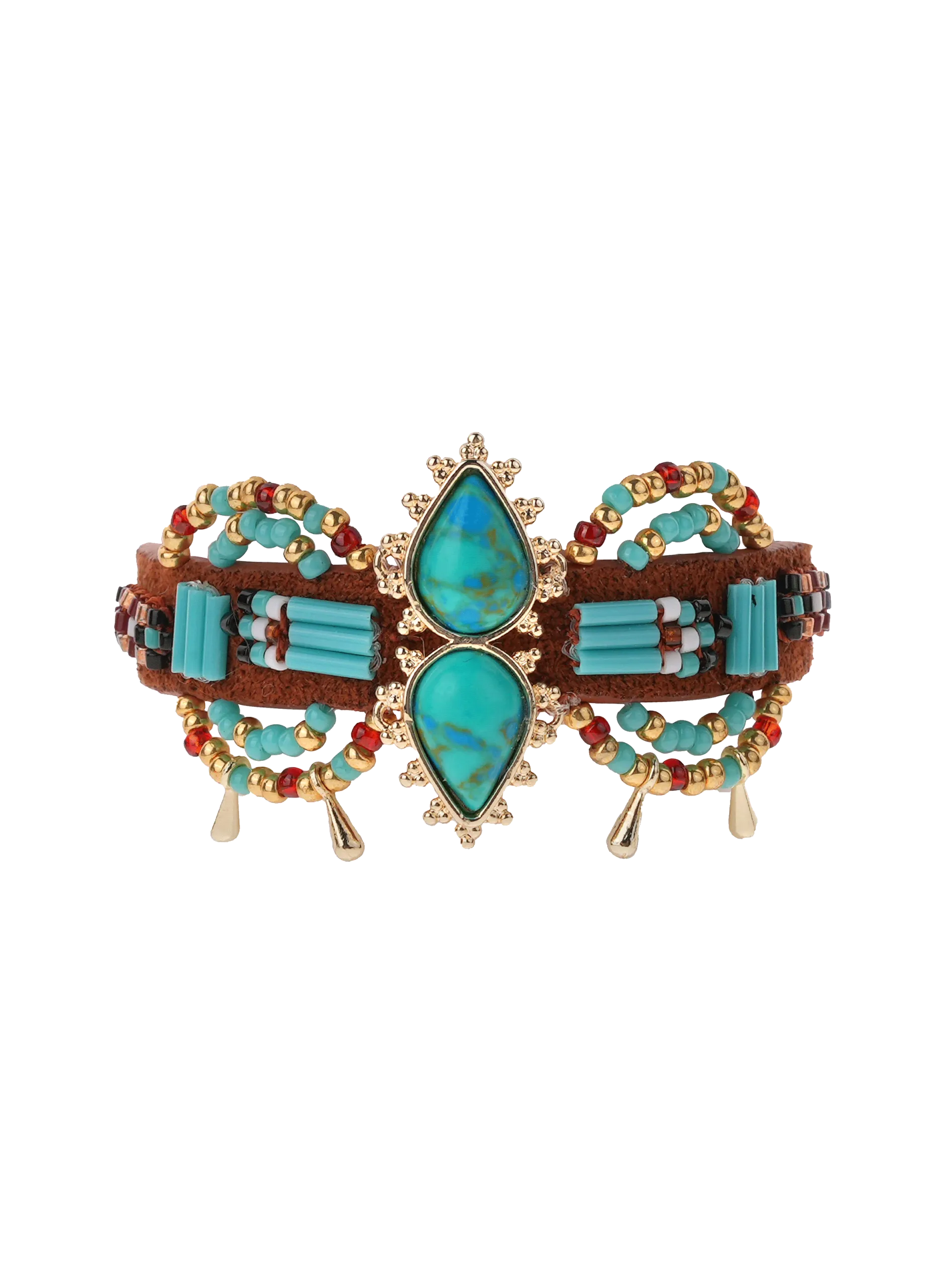 Bracelet daim et perles Bleu HERMOSA