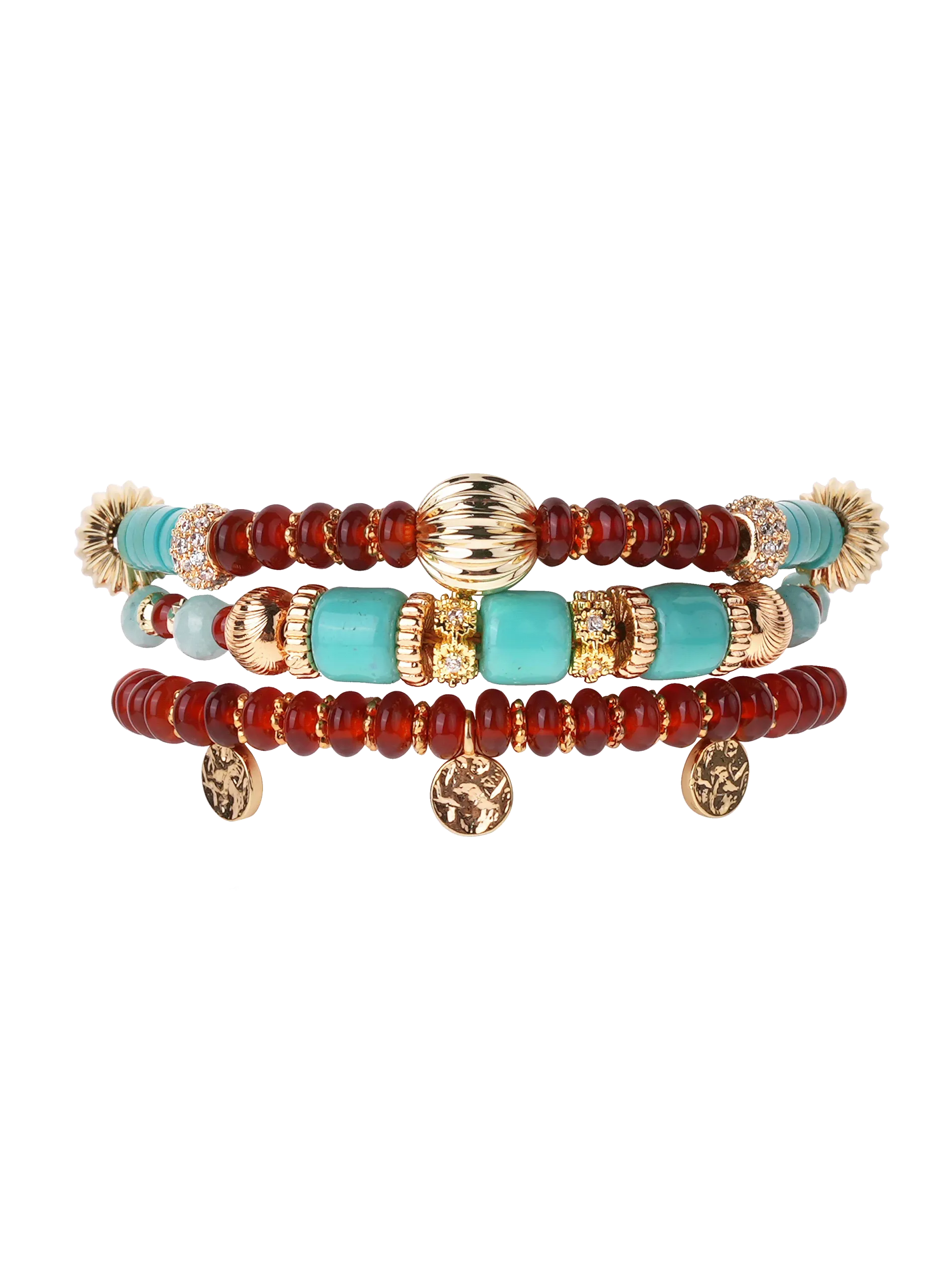 Bracelet manchette multiliens perles Bleu JERBA